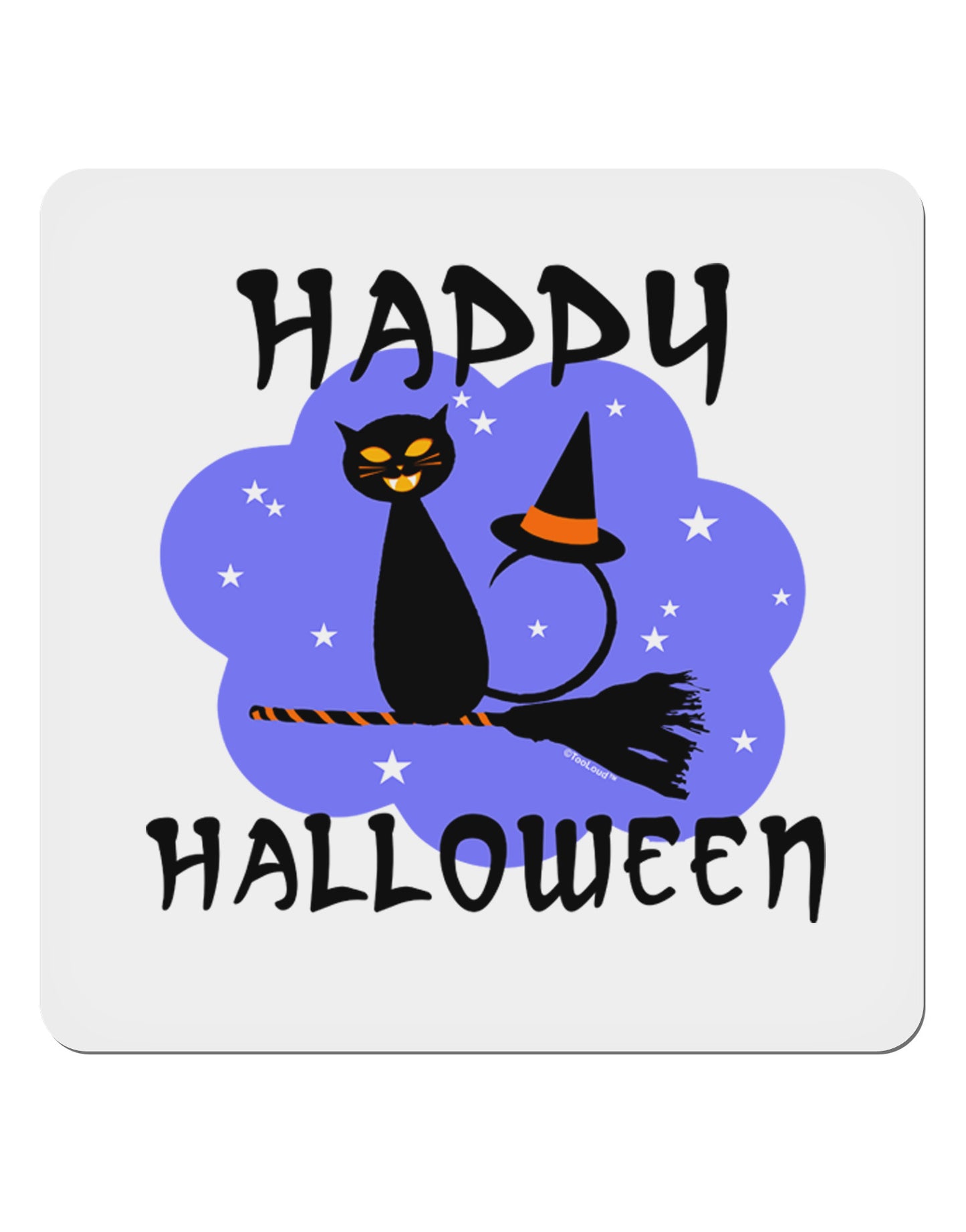 Witch Cat 4x4" Square Sticker 4 Pieces-Stickers-TooLoud-White-Davson Sales