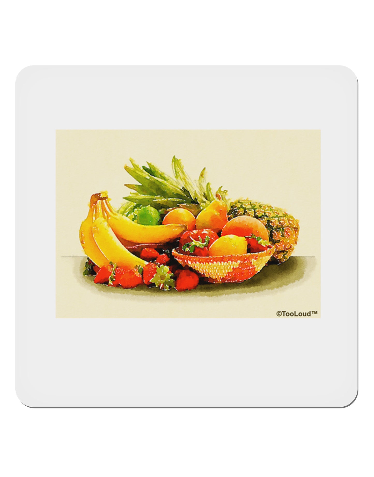 TooLoud Watercolor Fruit Bowl 2 4x4" Square Sticker 4 Pieces-Stickers-TooLoud-White-Davson Sales