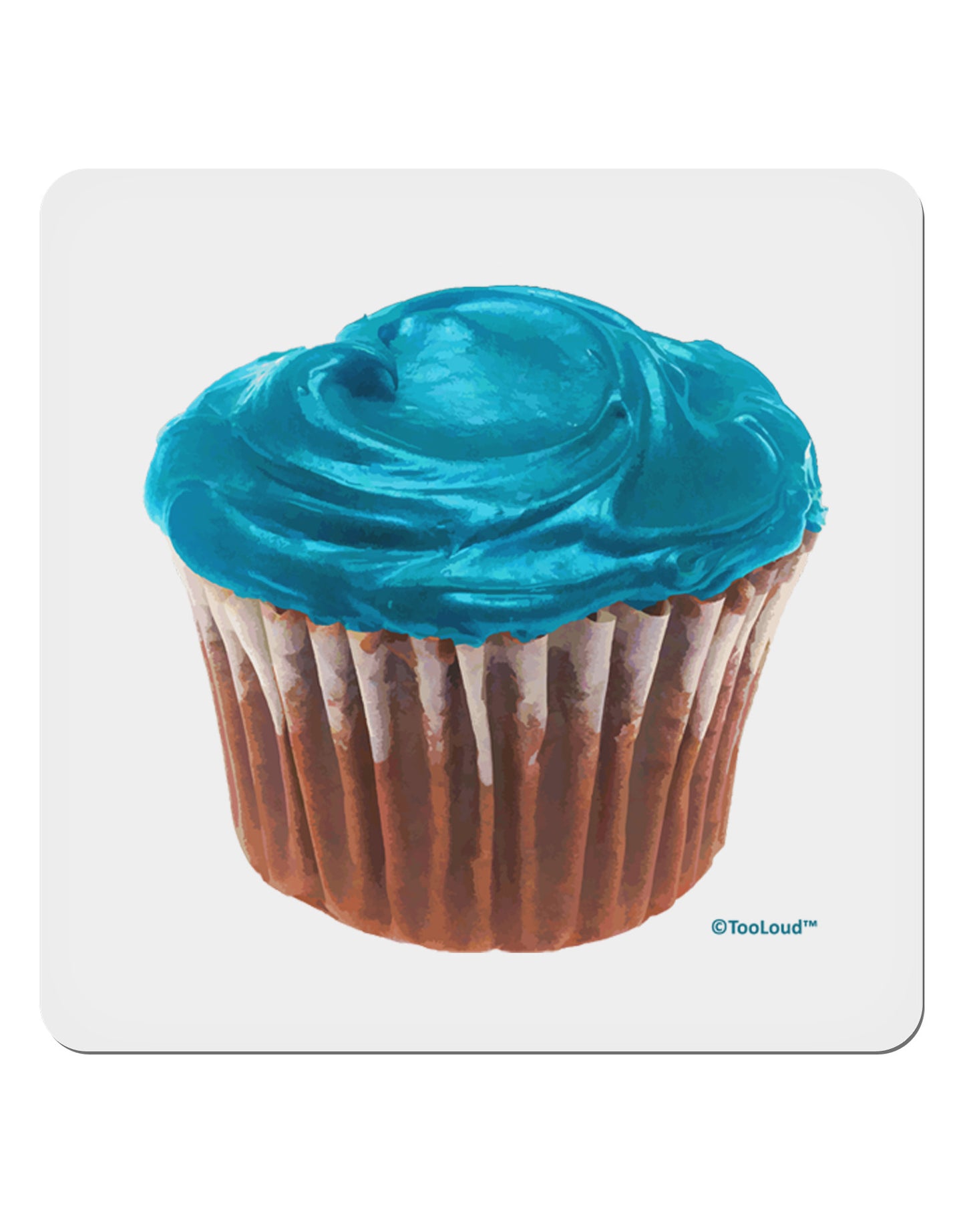 Giant Bright Turquoise Cupcake 4x4" Square Sticker 4 Pieces-Stickers-TooLoud-White-Davson Sales