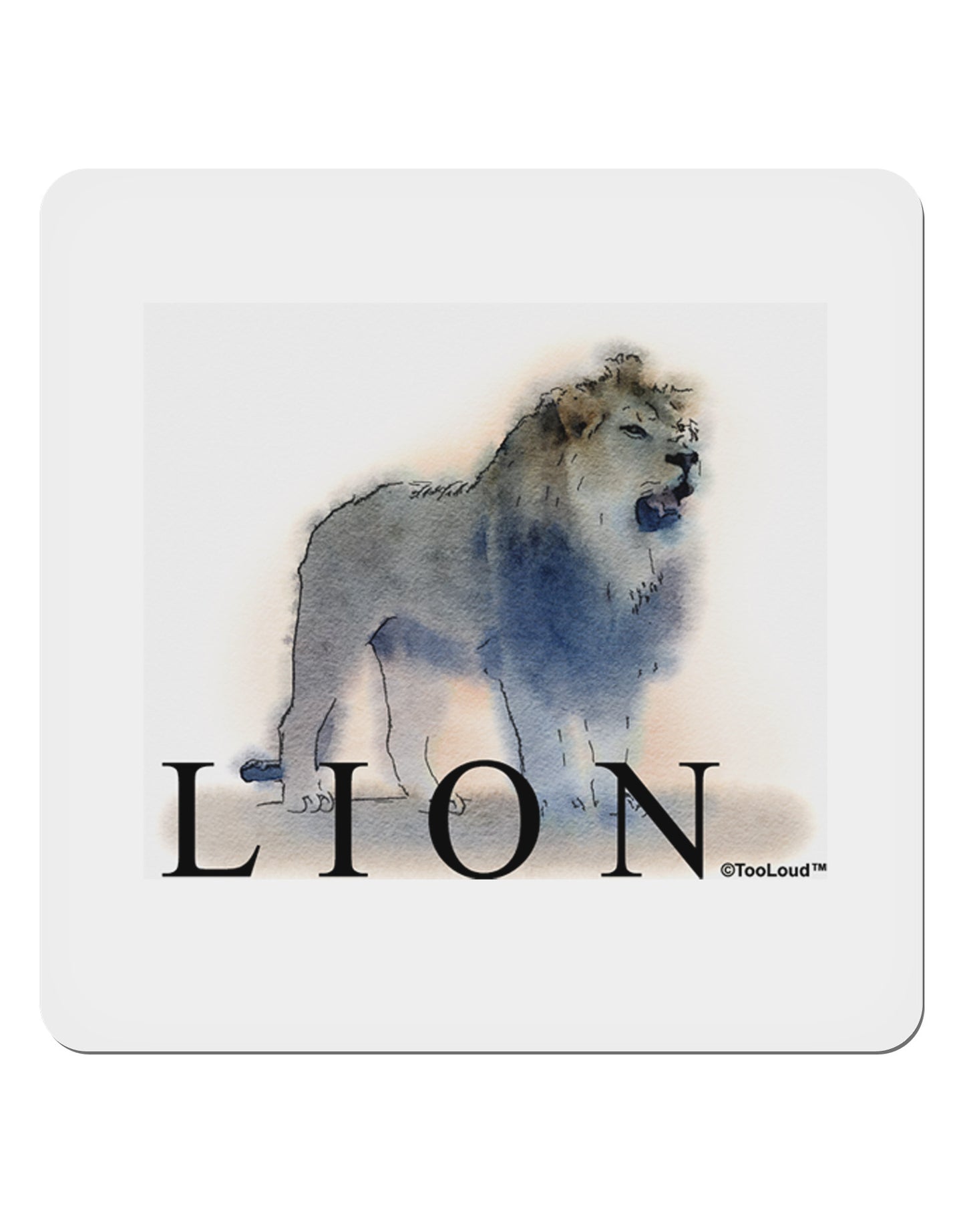 Lion Watercolor B Text 4x4" Square Sticker 4 Pieces-Stickers-TooLoud-White-Davson Sales