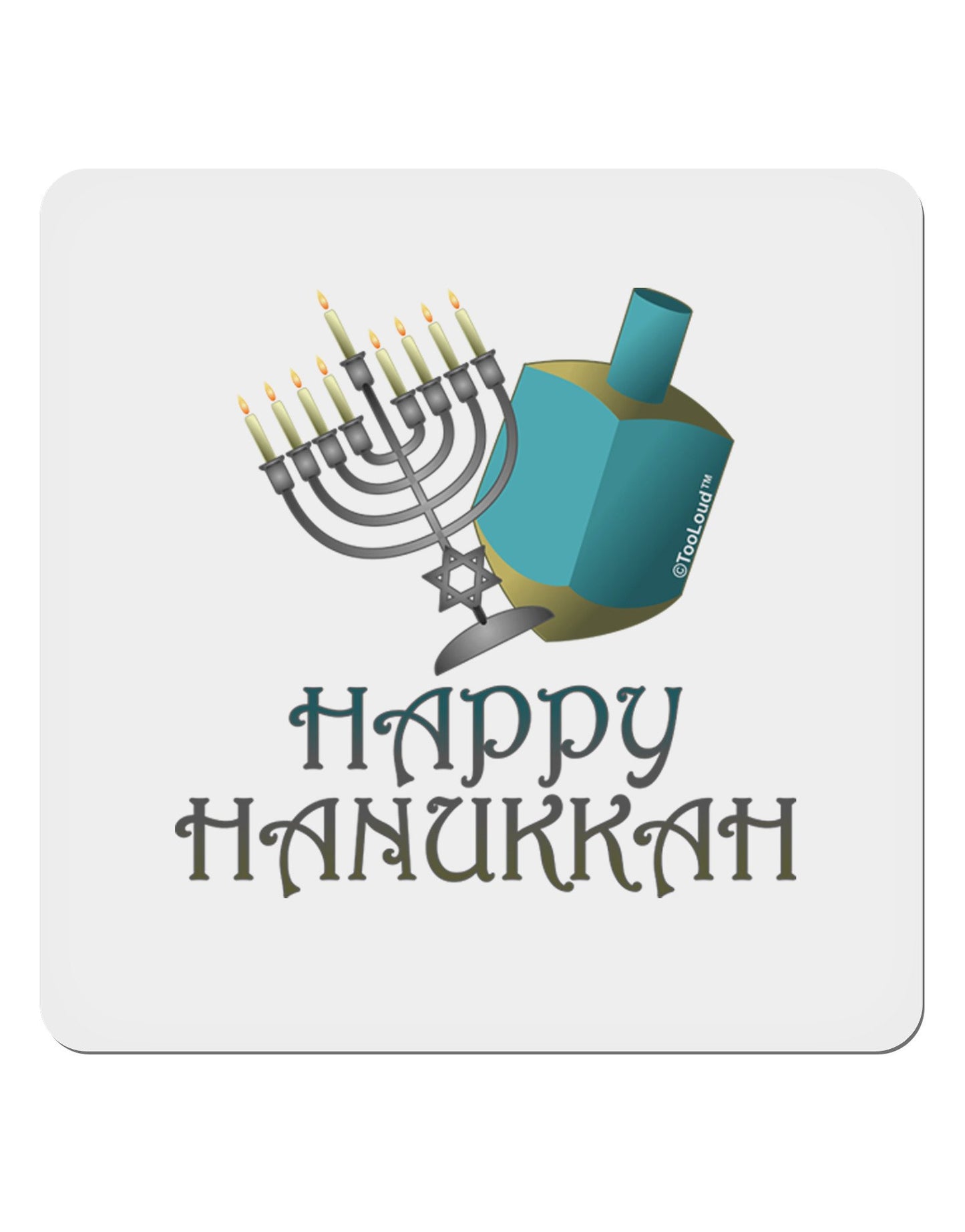 Blue & Silver Happy Hanukkah 4x4" Square Sticker-Stickers-TooLoud-4-Davson Sales