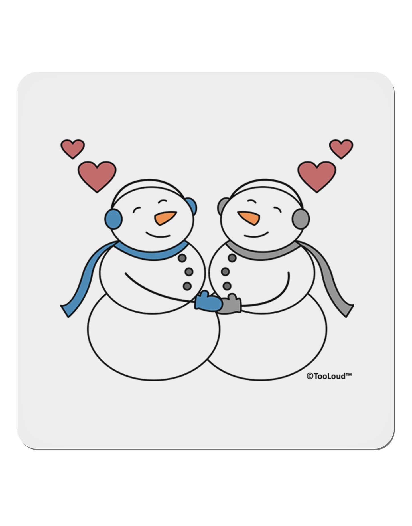 Cute Snowman Couple 4x4" Square Sticker 4 Pieces-Stickers-TooLoud-White-Davson Sales