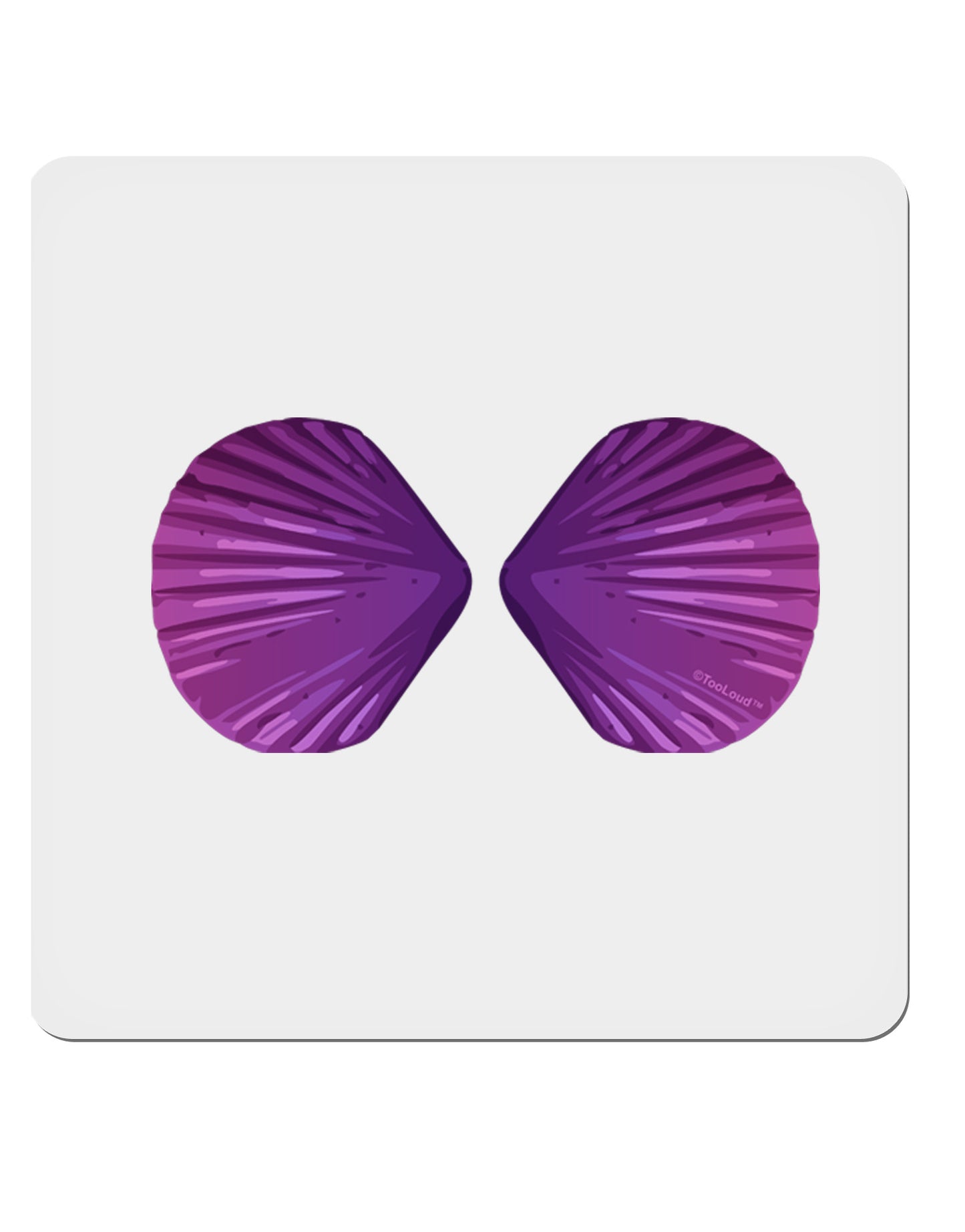 Mermaid Shell Bra Purple 4x4" Square Sticker-Stickers-TooLoud-1-Davson Sales