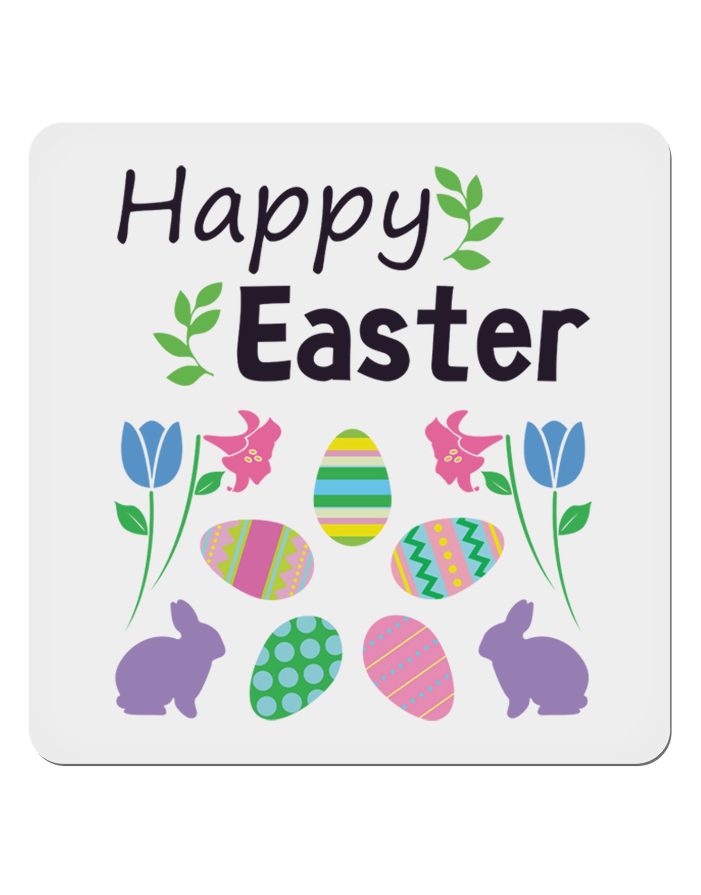 Happy Easter Design 4x4" Square Sticker 4 Pieces-Stickers-TooLoud-White-Davson Sales