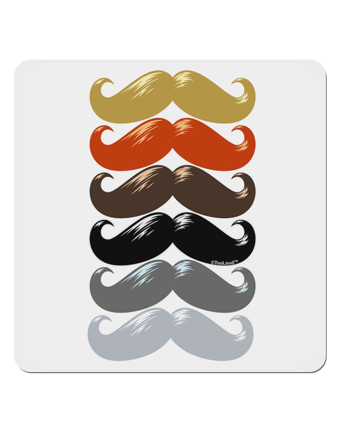 Natural Mustache Rainbow 4x4" Square Sticker 4 Pieces-Stickers-TooLoud-White-Davson Sales