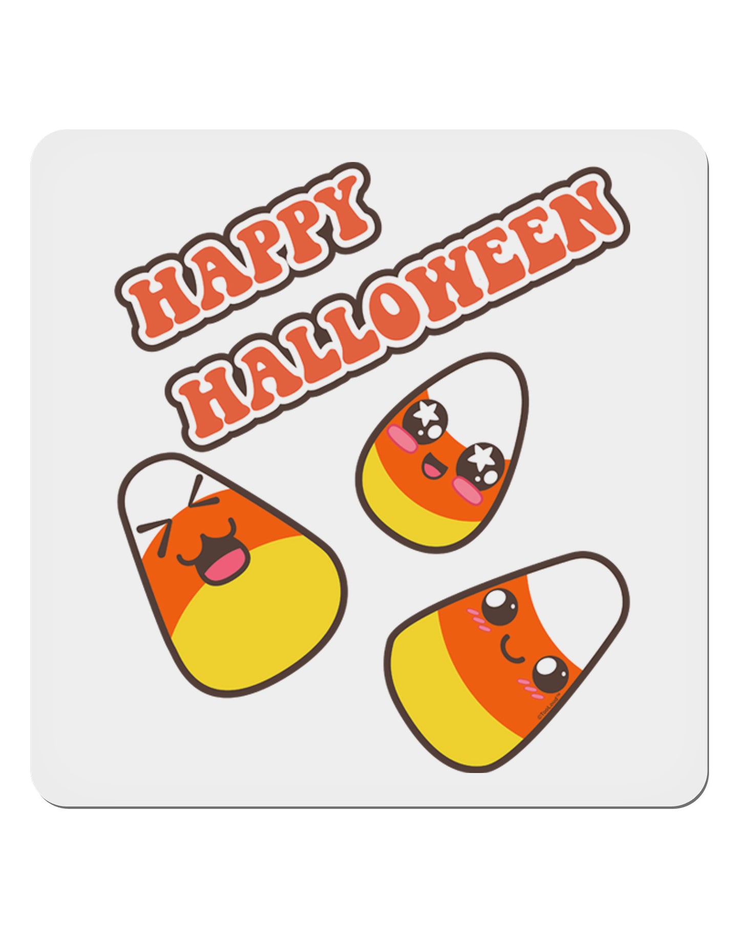 Happy Halloween Cute Candy Corn 4x4" Square Sticker 4 Pieces-Stickers-TooLoud-White-Davson Sales