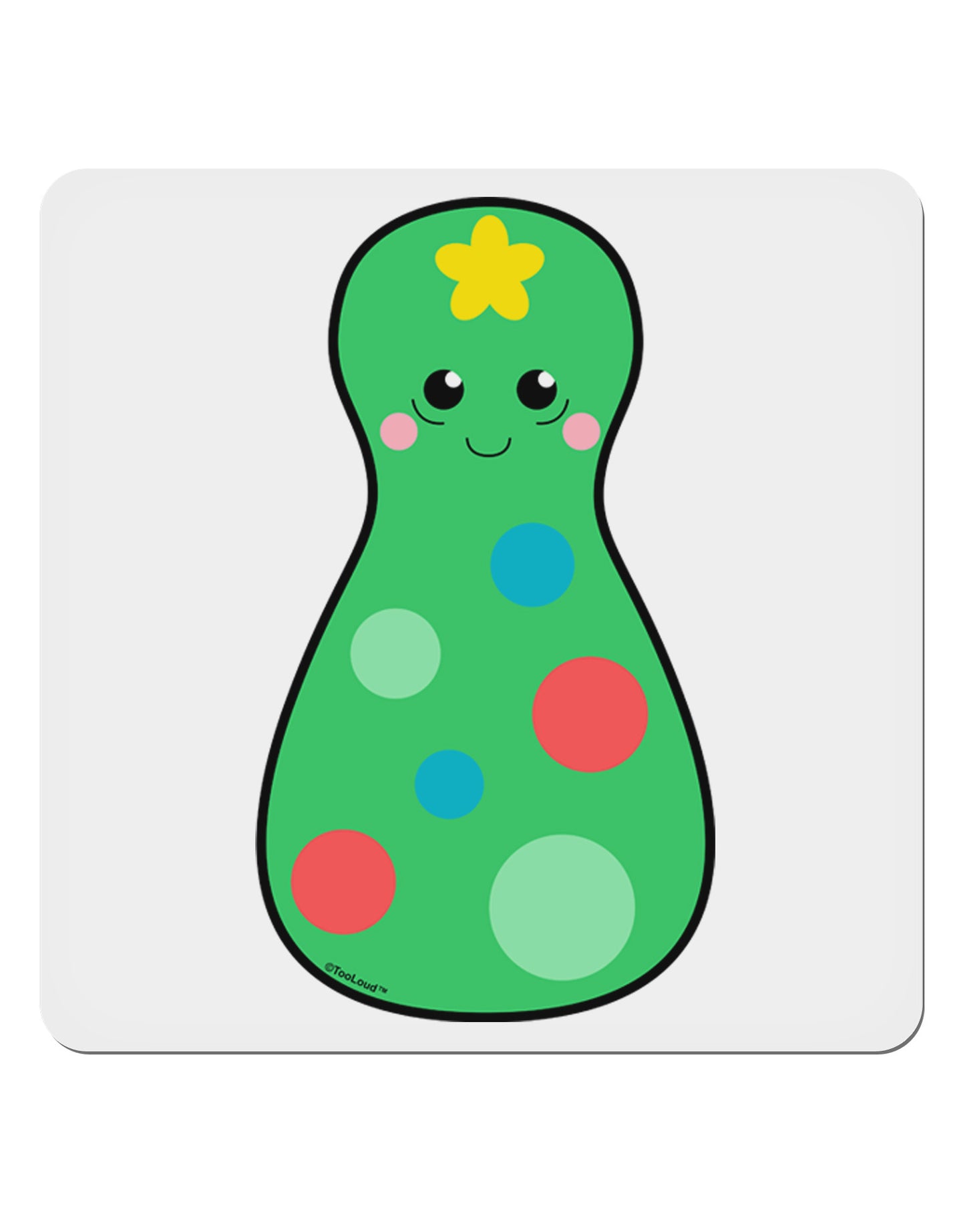 Cute Christmas Tree Matryoshka Nesting Doll 4x4" Square Sticker 4 Pieces-Stickers-TooLoud-White-Davson Sales