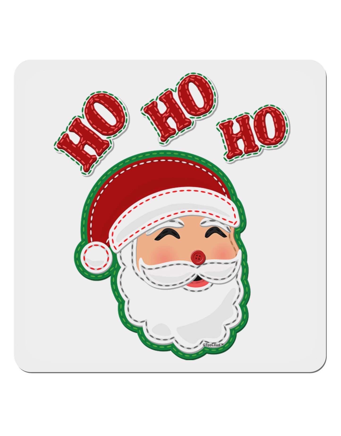 Ho Ho Ho Santa Claus Face Faux Applique 4x4" Square Sticker 4 Pieces-Stickers-TooLoud-White-Davson Sales