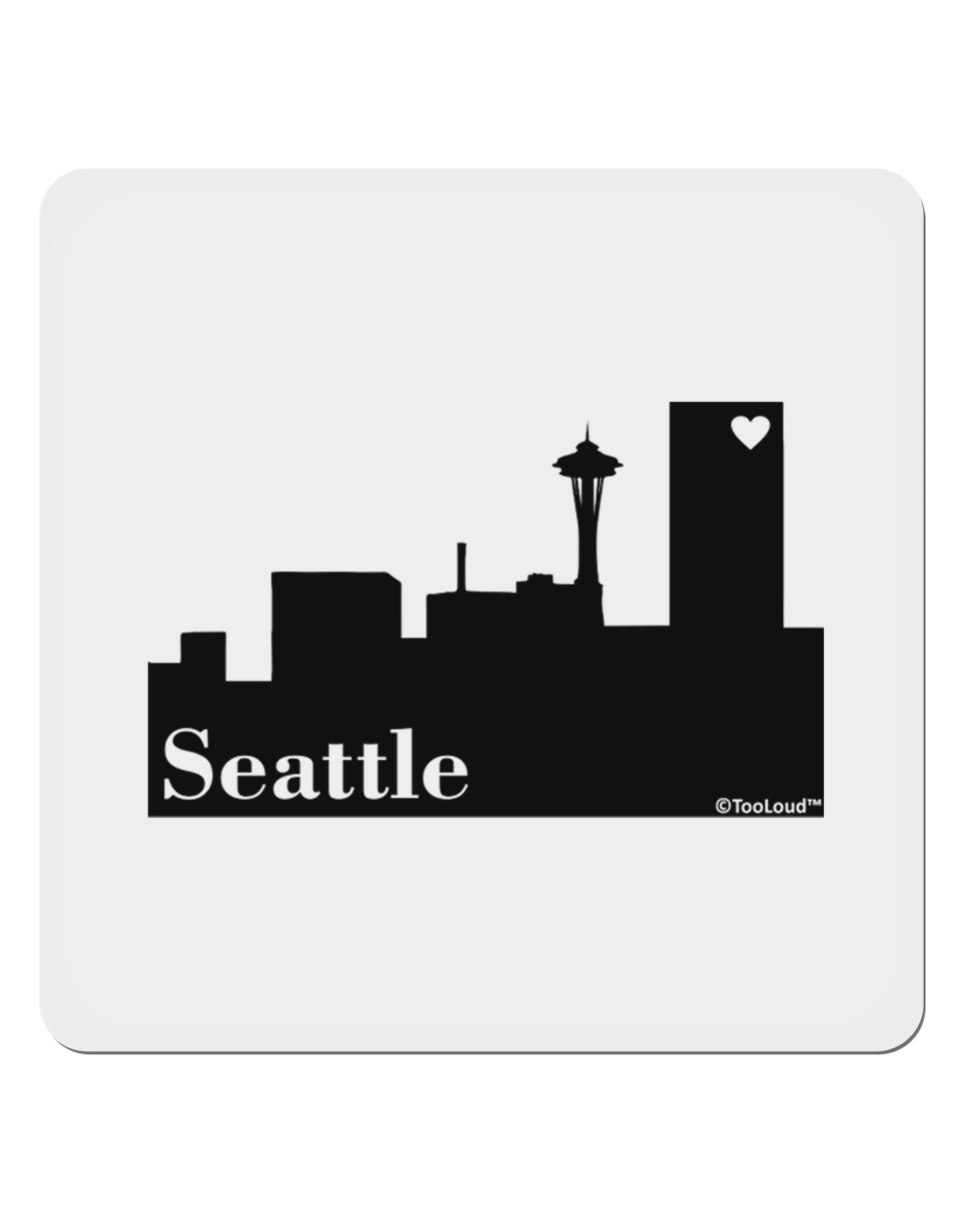 Seattle Skyline with Space Needle 4x4" Square Sticker 4 Pieces-Stickers-TooLoud-White-Davson Sales