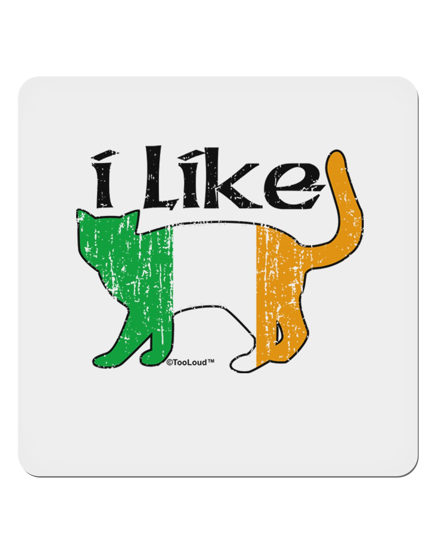 I Like Irish Cat Silhouette 4x4" Square Sticker 4 Pieces-Stickers-TooLoud-White-Davson Sales