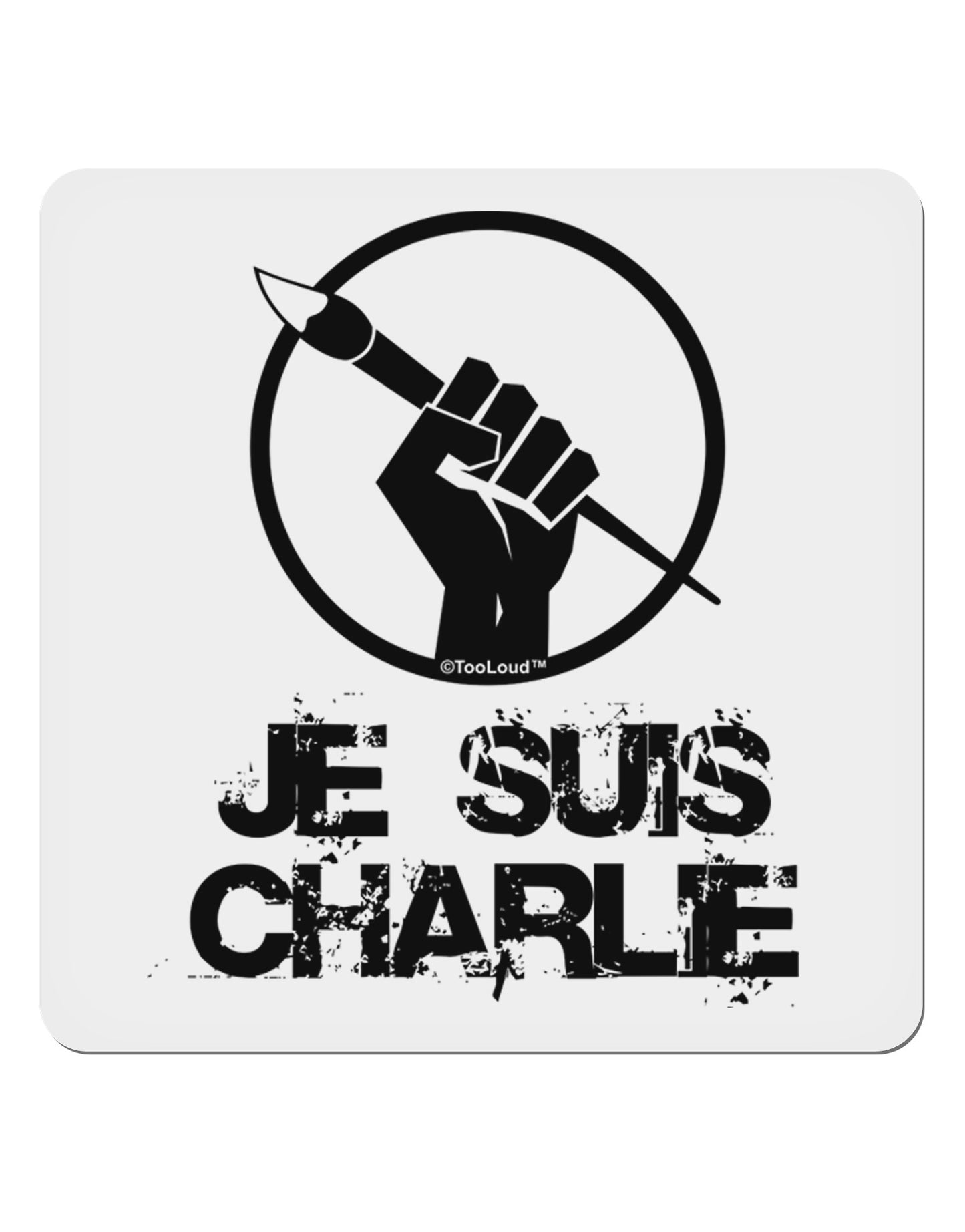 Je Suis Charlie 4x4" Square Sticker 4 Pieces-Stickers-TooLoud-White-Davson Sales