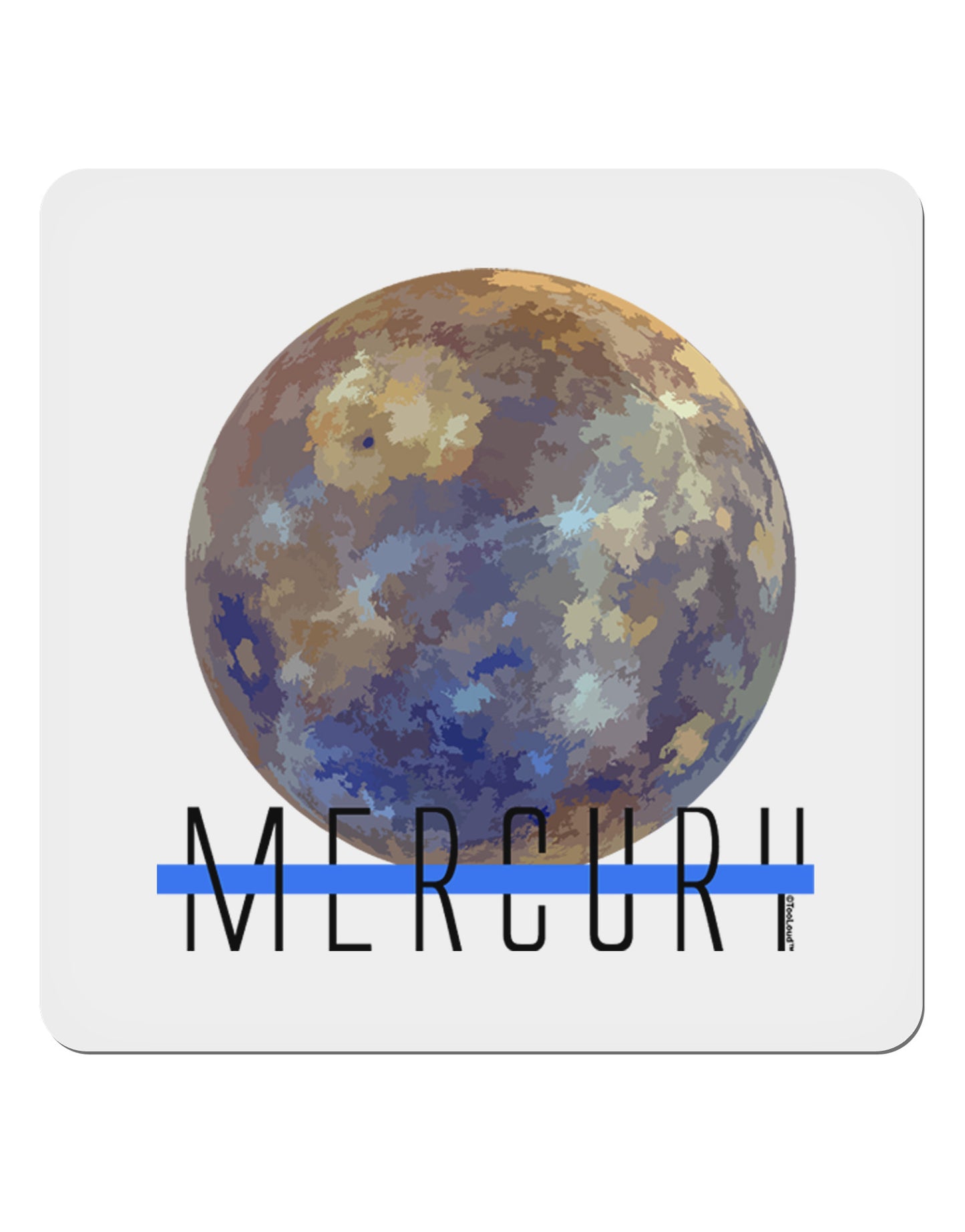 Planet Mercury Text 4x4" Square Sticker-Stickers-TooLoud-1-Davson Sales