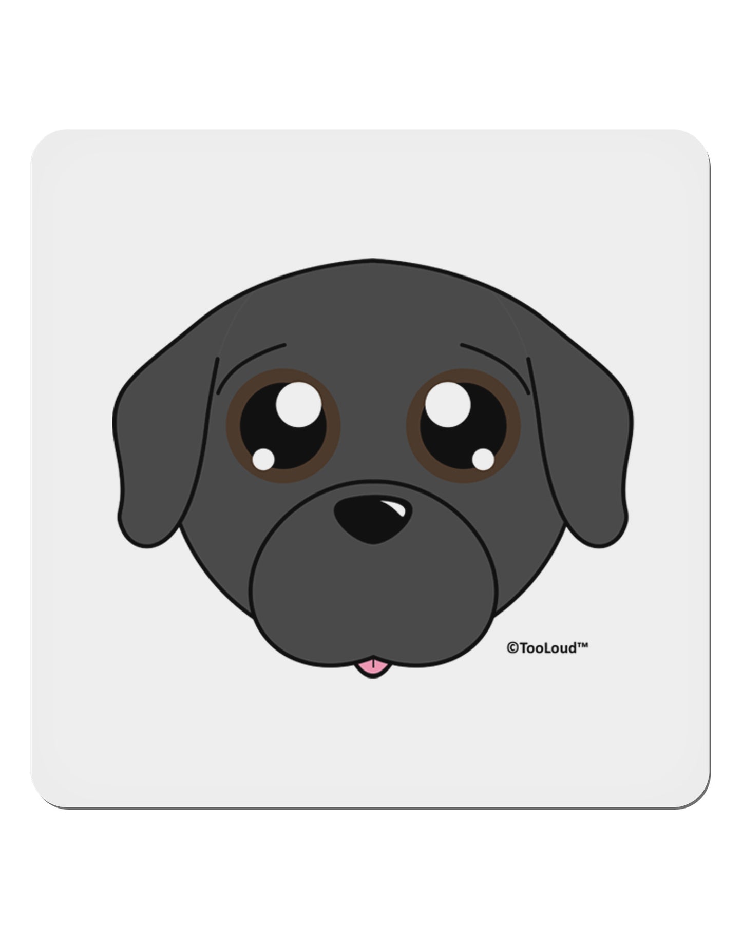 Cute Pug Dog - Black 4x4" Square Sticker 4 Pieces-Stickers-TooLoud-White-Davson Sales