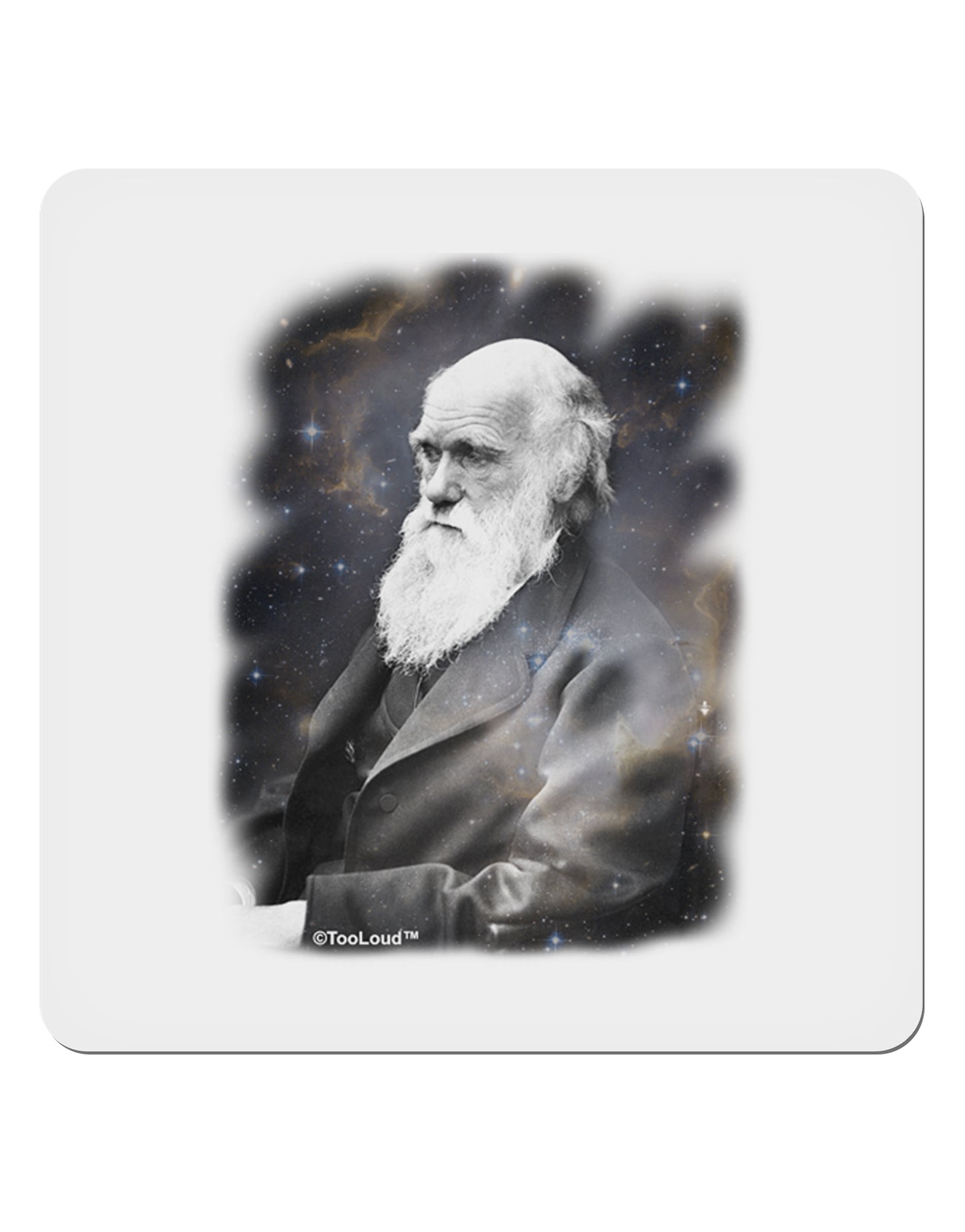 Charles Darwin In Space 4x4" Square Sticker 4 Pieces-Stickers-TooLoud-White-Davson Sales