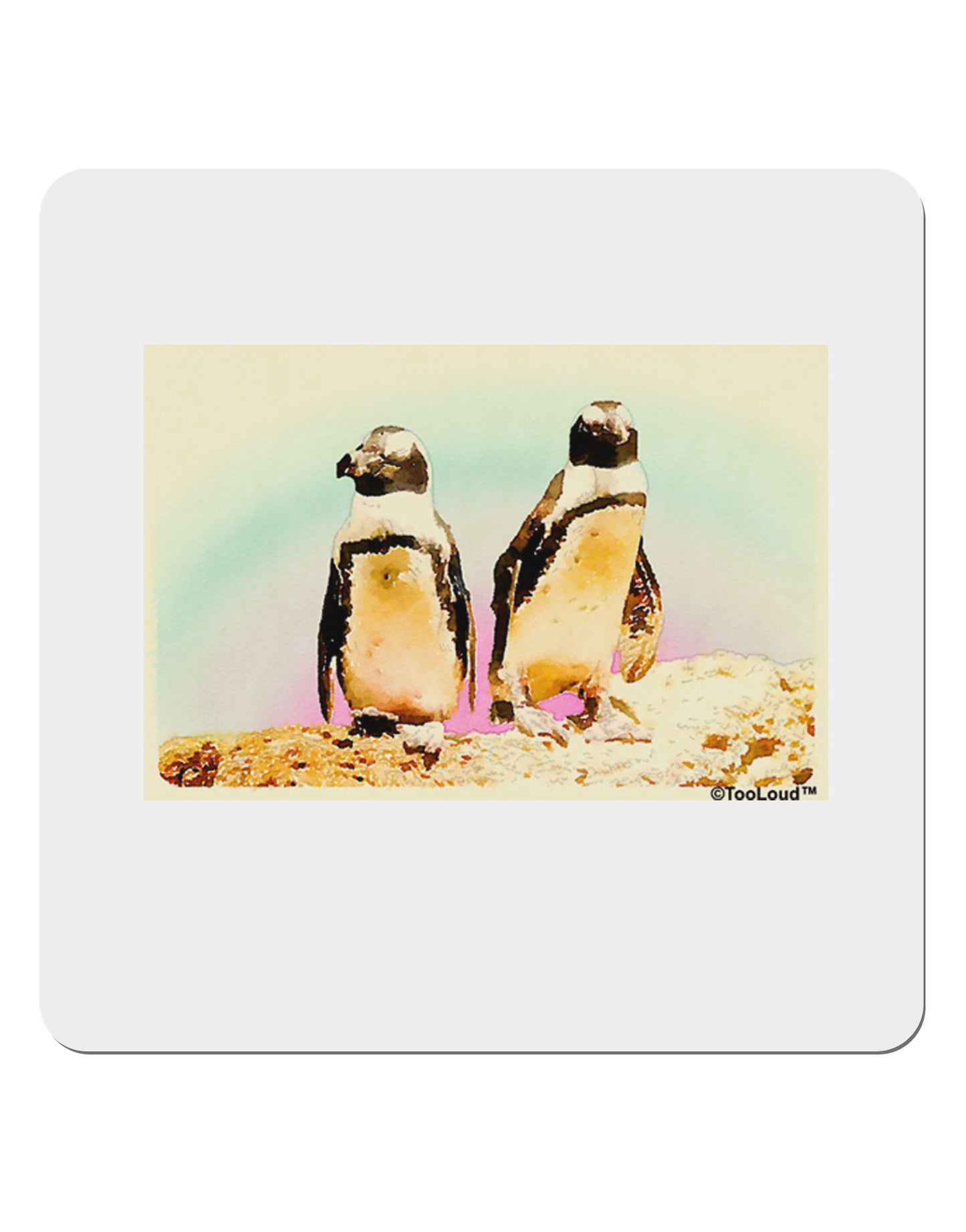 Magellanic Penguin Watercolor 4x4" Square Sticker 4 Pieces-Stickers-TooLoud-White-Davson Sales