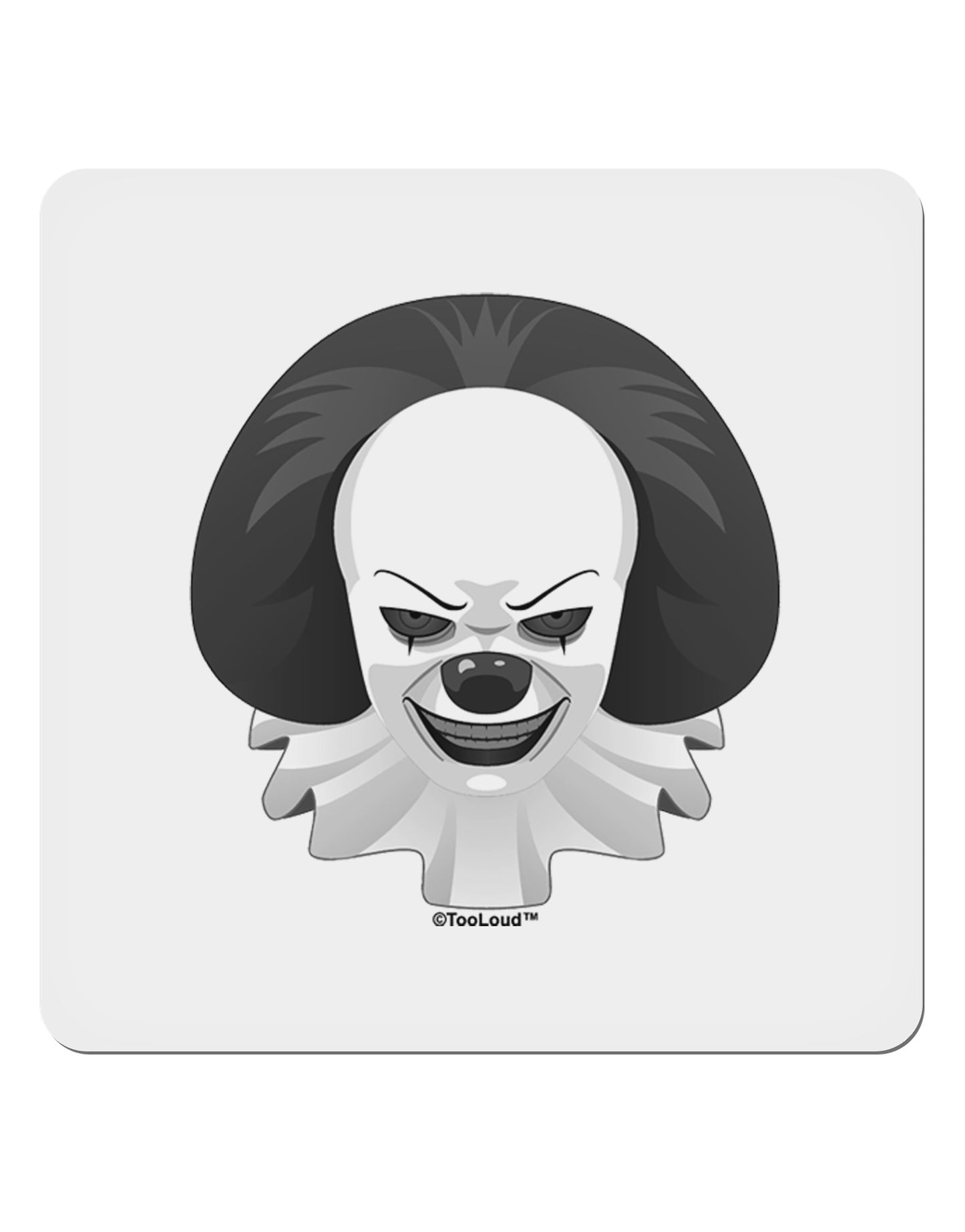 Scary Clown Grayscale 4x4" Square Sticker 4 Pieces-Stickers-TooLoud-White-Davson Sales