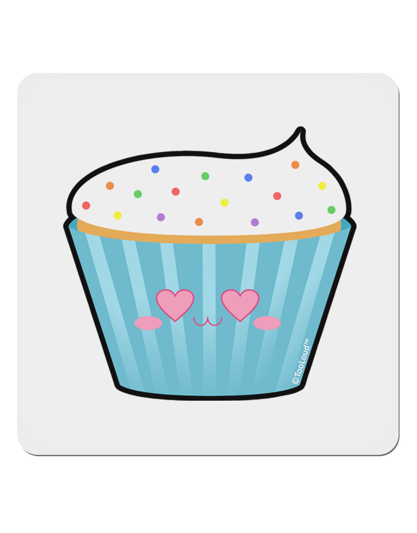 Cute Cupcake with Sprinkles - Heart Eyes 4x4" Square Sticker 4 Pieces-Stickers-TooLoud-White-Davson Sales