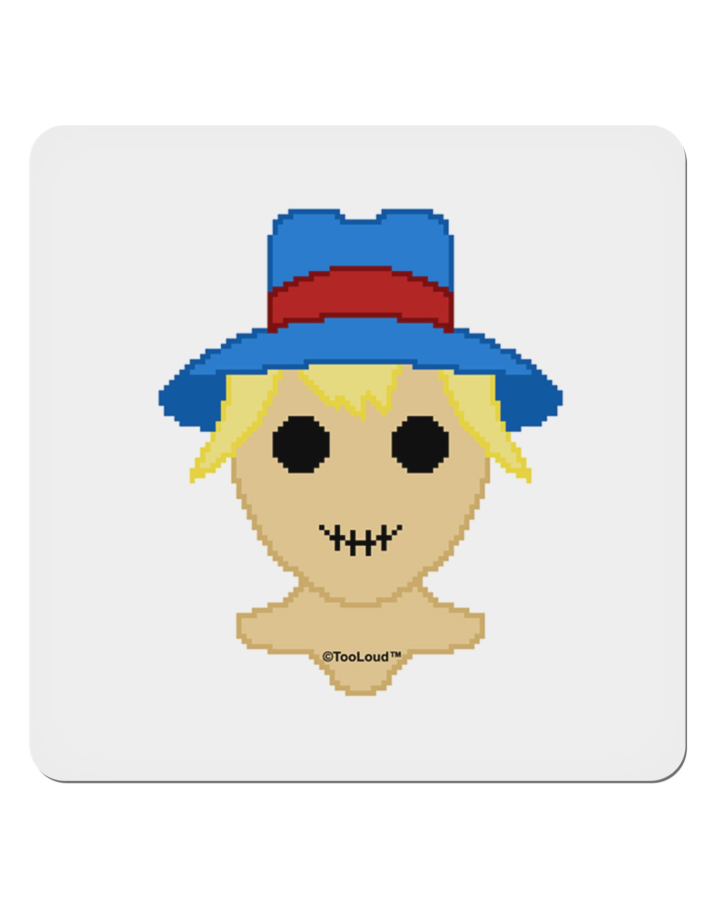 Cute Pixel Scarecrow 4x4" Square Sticker 4 Pieces-Stickers-TooLoud-White-Davson Sales