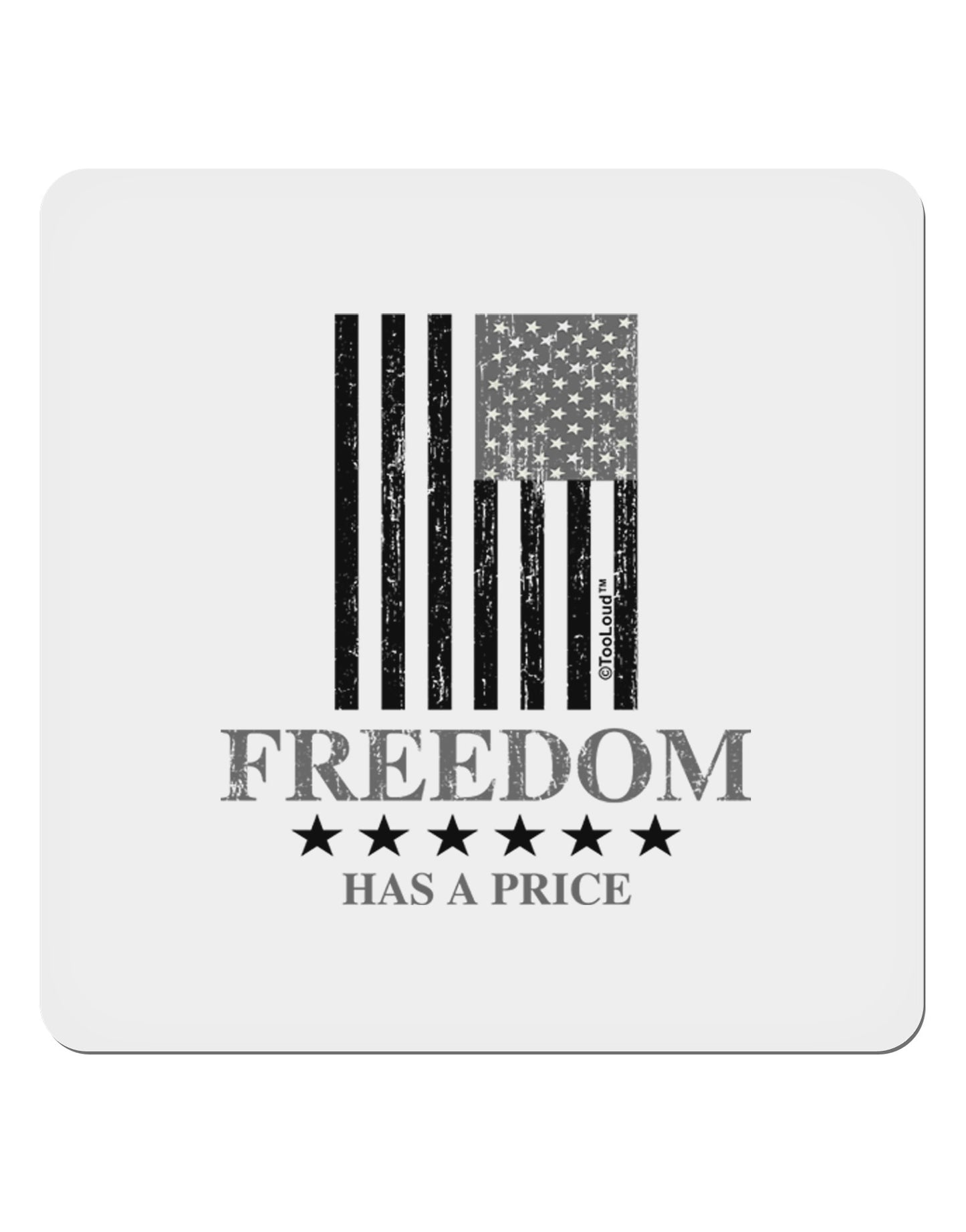Freedom Flag BnW 4x4" Square Sticker 4 Pieces-Stickers-TooLoud-White-Davson Sales