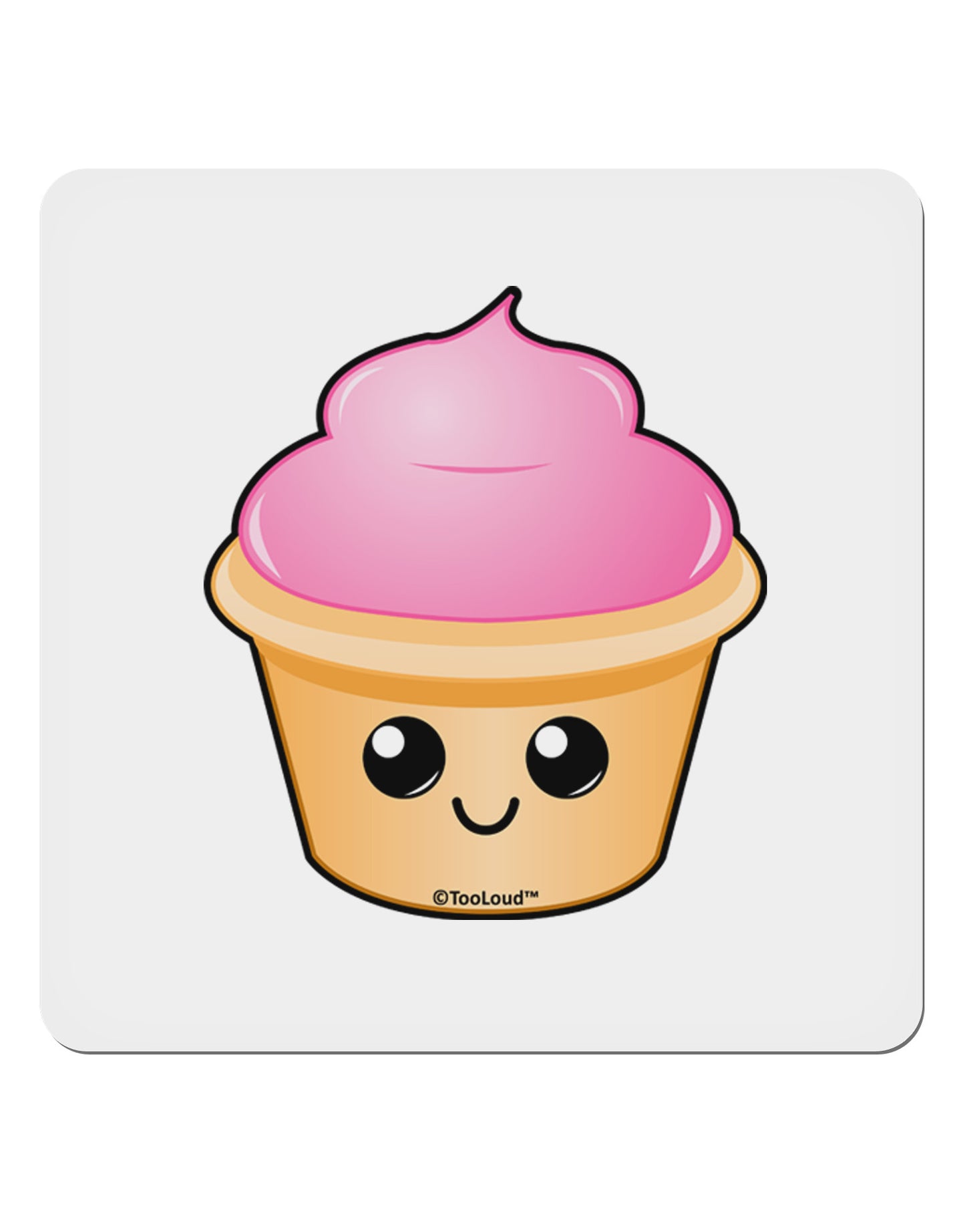 Cute Cupcake Design #2 4x4" Square Sticker 4 Pieces-Stickers-TooLoud-White-Davson Sales