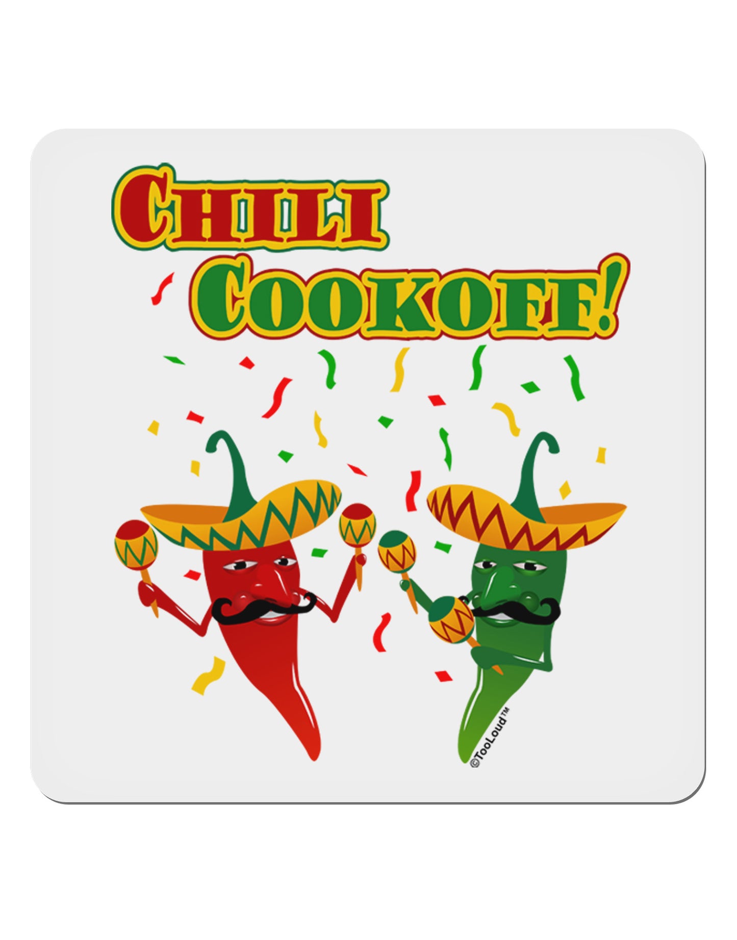 Chili Cookoff! Chile Peppers 4x4" Square Sticker 4 Pieces-Stickers-TooLoud-White-Davson Sales
