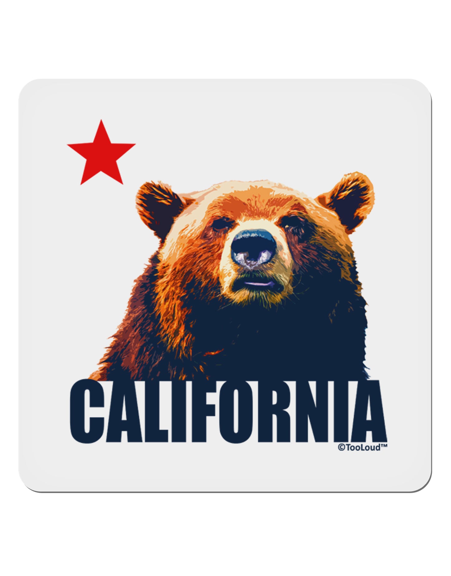 California Republic Design - Grizzly Bear and Star 4x4" Square Sticker 4 Pieces-Stickers-TooLoud-White-Davson Sales