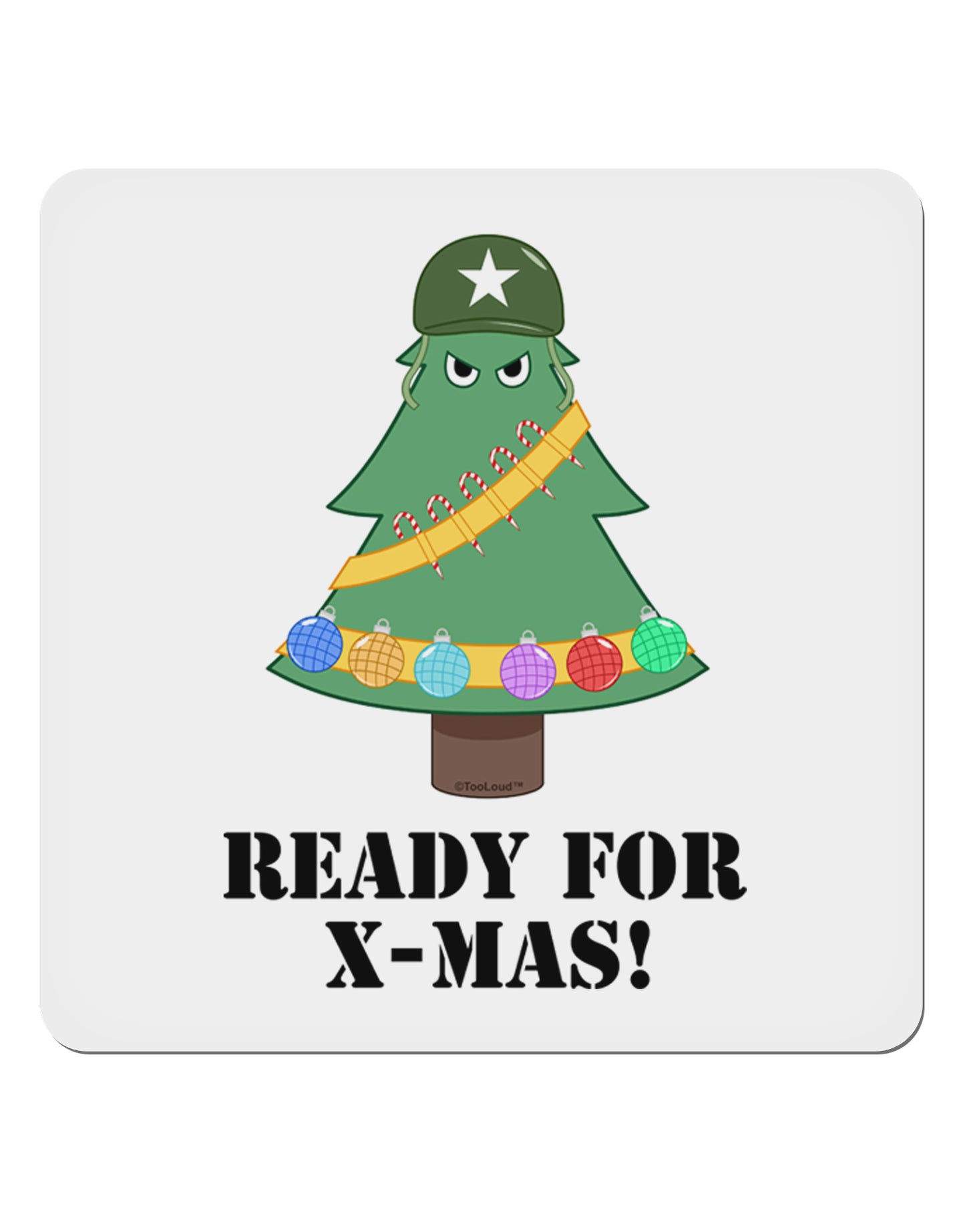 Christmas Tree - Ready for X-Mas 4x4" Square Sticker 4 Pieces-Stickers-TooLoud-White-Davson Sales