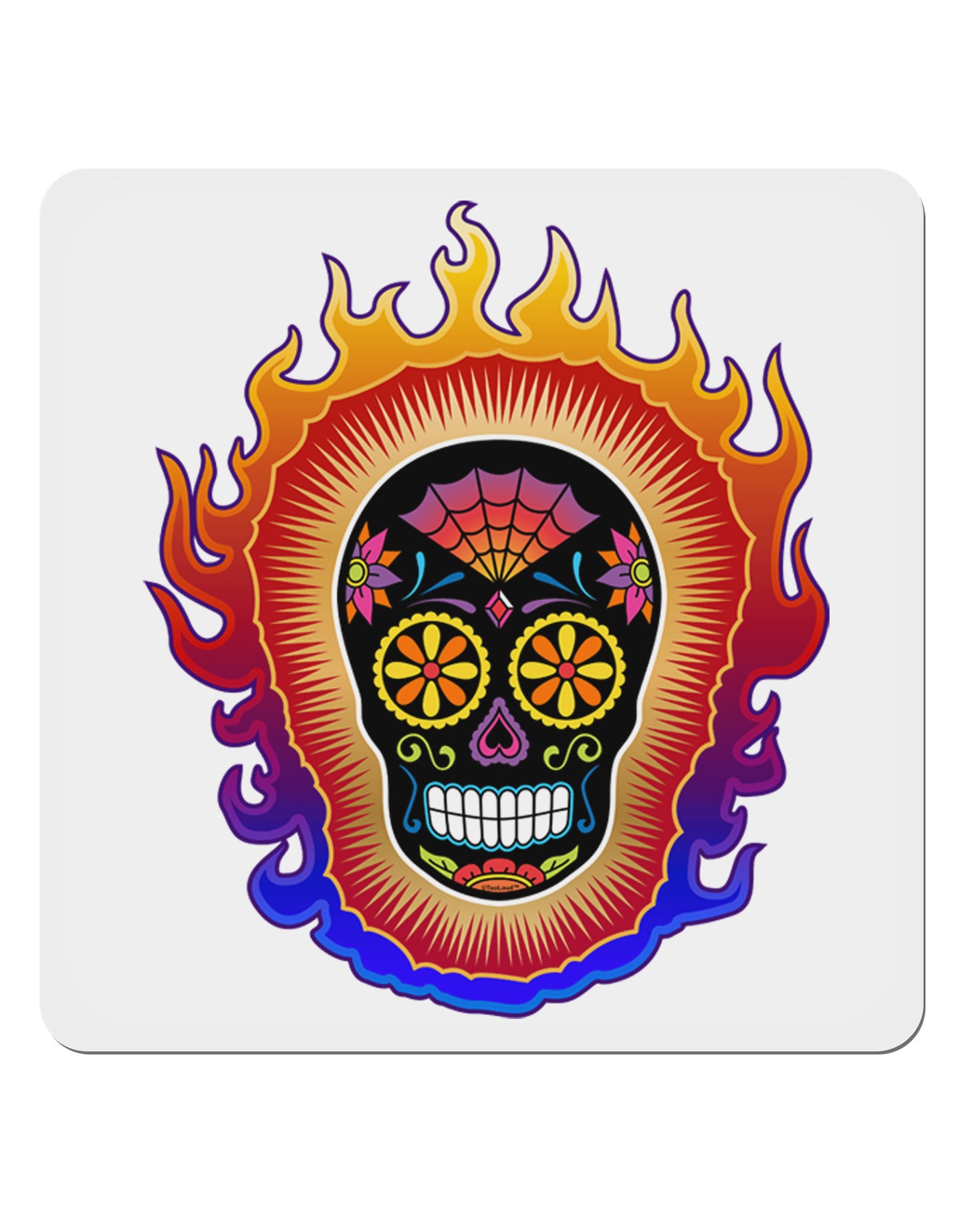 Sacred Calavera Day of the Dead Sugar Skull 4x4" Square Sticker 4 Pieces-Stickers-TooLoud-White-Davson Sales