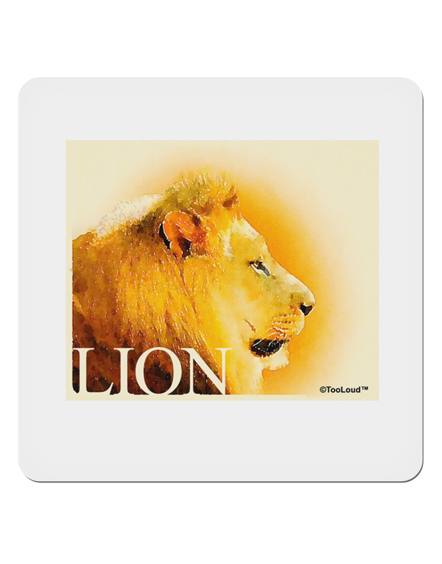 Lion Watercolor 3 Text 4x4" Square Sticker 4 Pieces-Stickers-TooLoud-White-Davson Sales