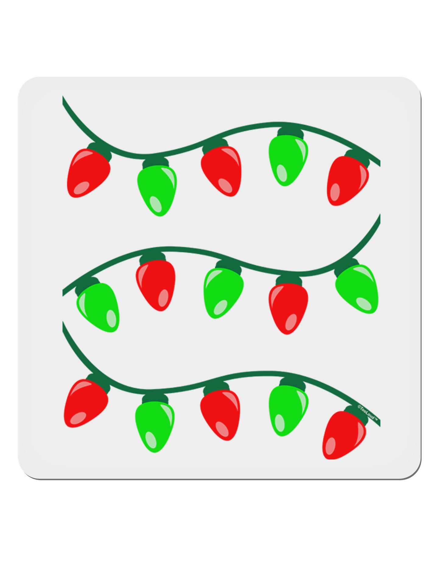 Christmas Lights Red and Green 4x4" Square Sticker 4 Pieces-Stickers-TooLoud-White-Davson Sales