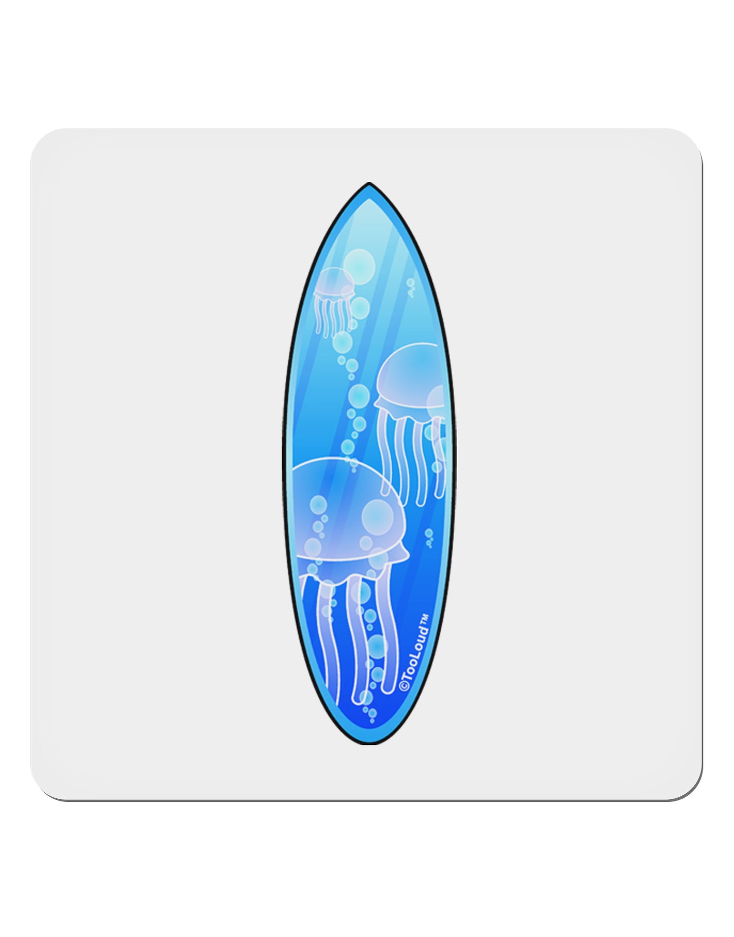 Jellyfish Surfboard 4x4" Square Sticker 4 Pieces-Stickers-TooLoud-White-Davson Sales