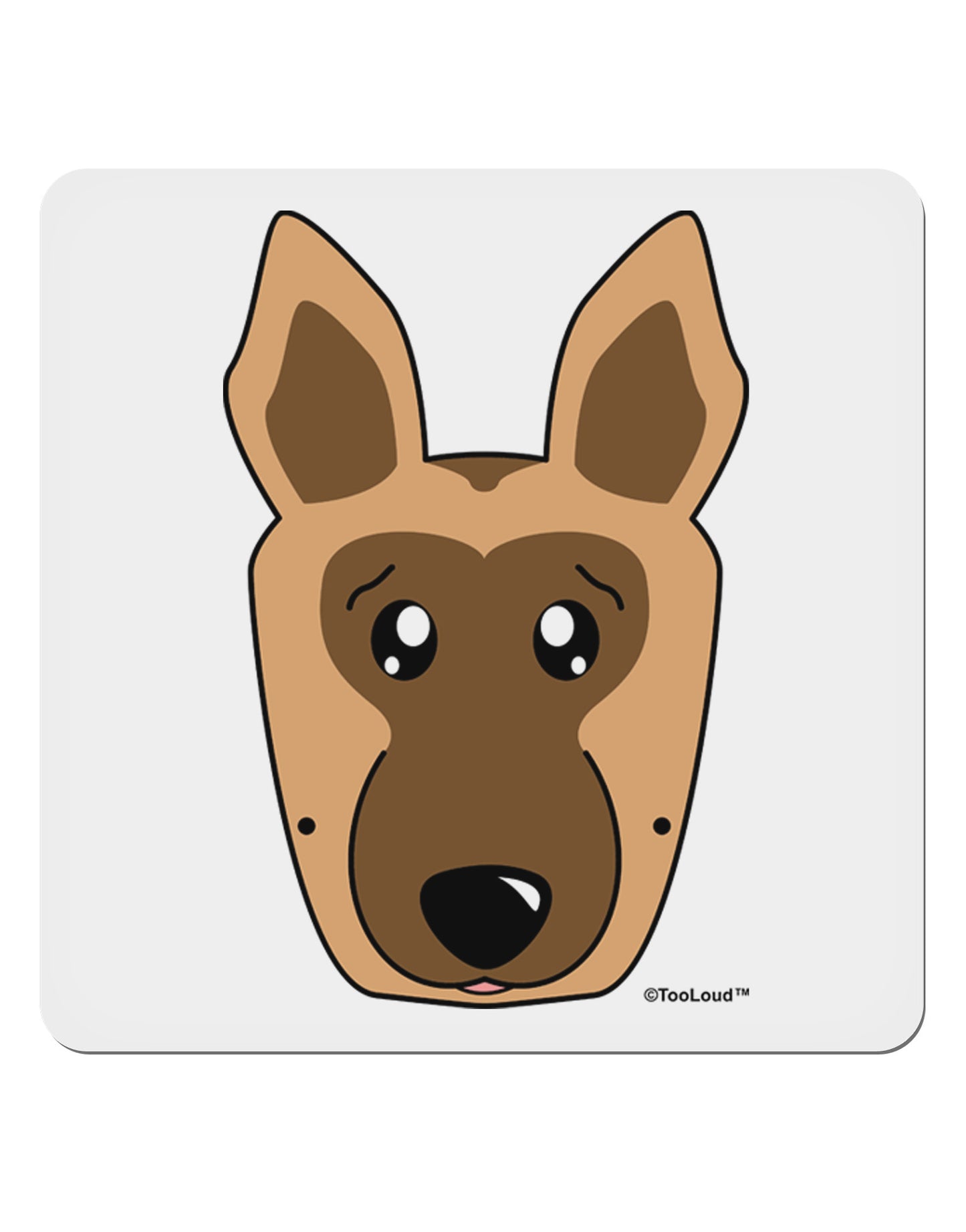Cute German Shepherd Dog 4x4" Square Sticker 4 Pieces-Stickers-TooLoud-White-Davson Sales