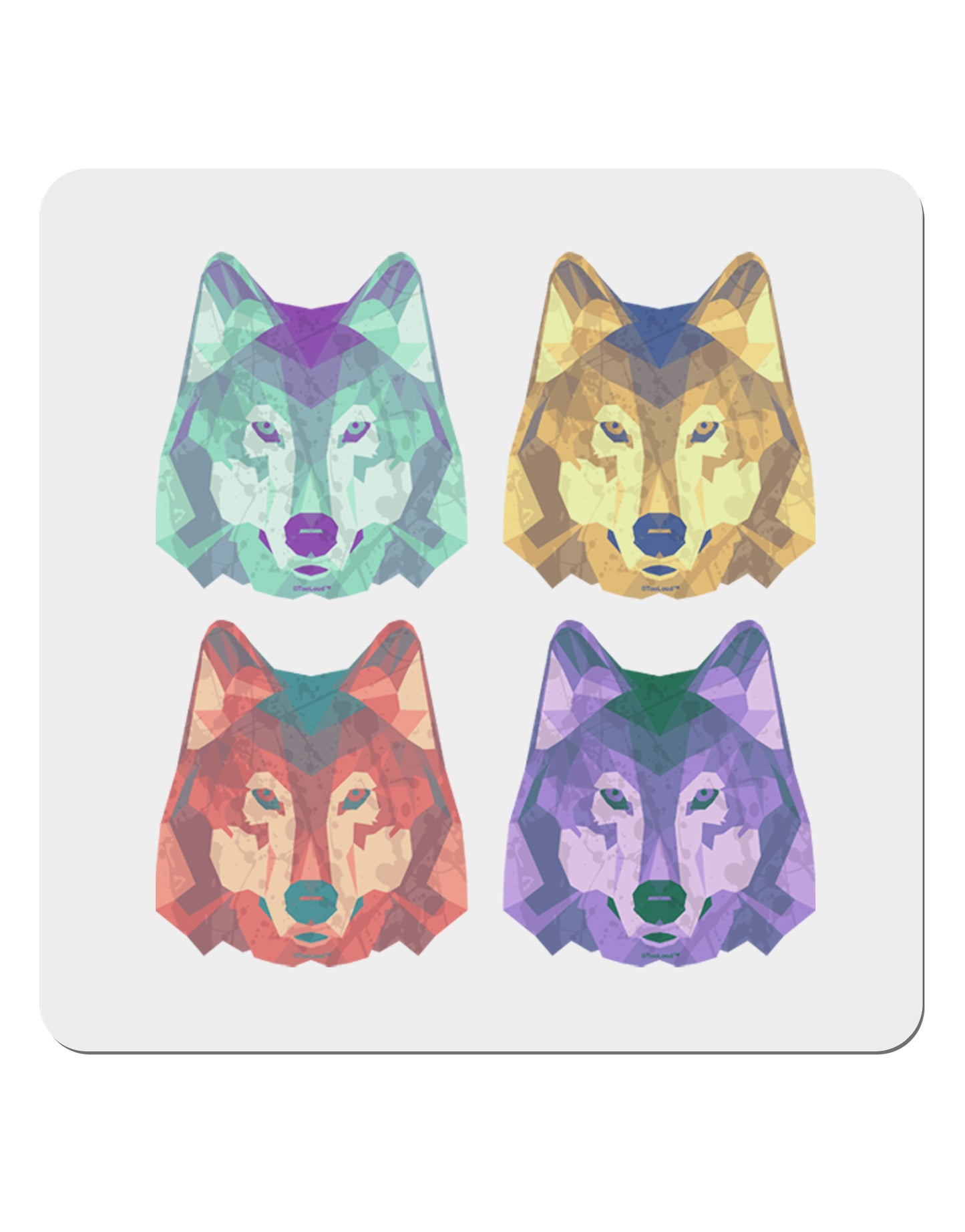 Geometric Wolf Head Pop Art 4x4" Square Sticker-Stickers-TooLoud-1-Davson Sales