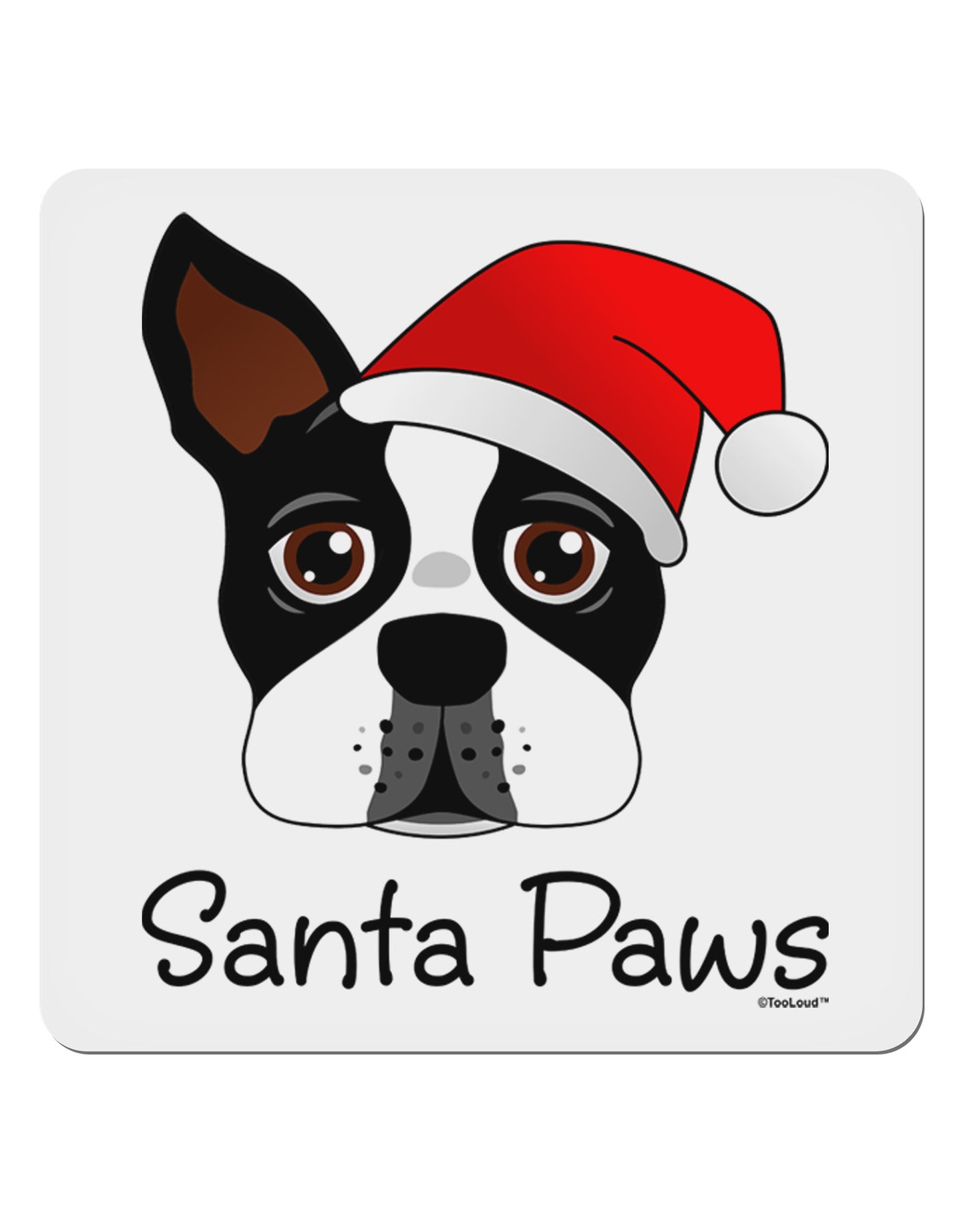Santa Paws Christmas Dog 4x4" Square Sticker 4 Pieces-Stickers-TooLoud-White-Davson Sales