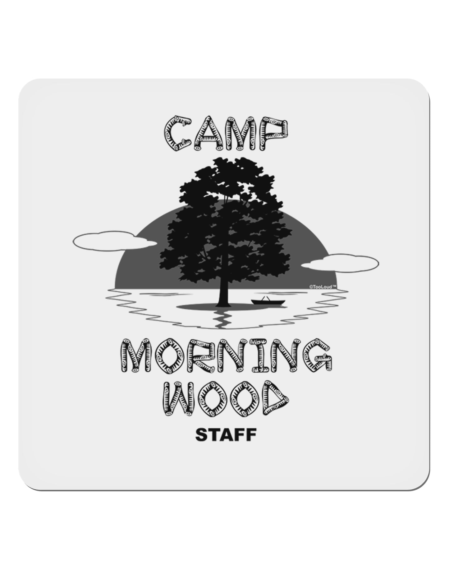 Camp Morning Wood Staff - B&W 4x4" Square Sticker 4 Pieces-Stickers-TooLoud-White-Davson Sales