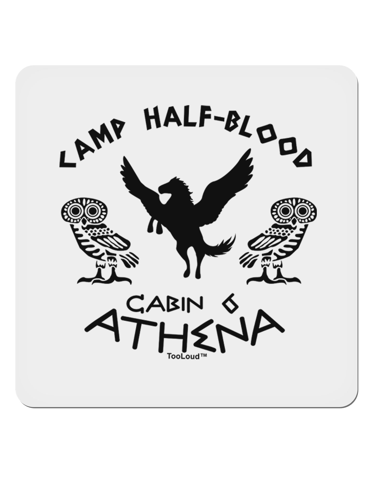 Camp Half Blood Cabin 6 Athena 4x4" Square Sticker 4 Pieces-Stickers-TooLoud-White-Davson Sales