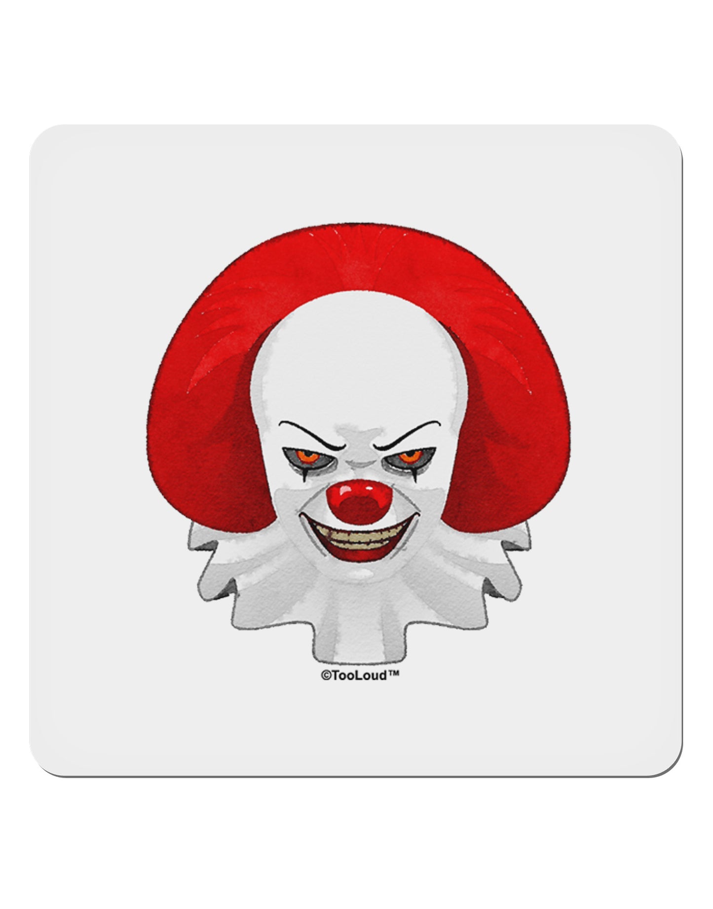 Scary Clown Watercolor 4x4" Square Sticker 4 Pieces-Stickers-TooLoud-White-Davson Sales