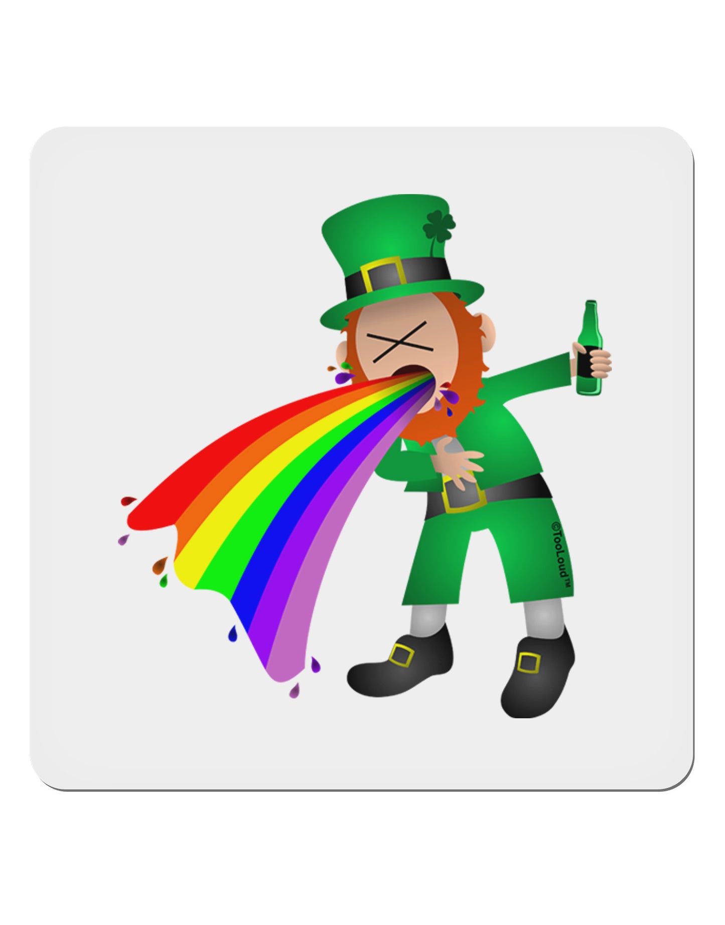 Puking Rainbow Leprechaun 4x4" Square Sticker-Stickers-TooLoud-1-Davson Sales