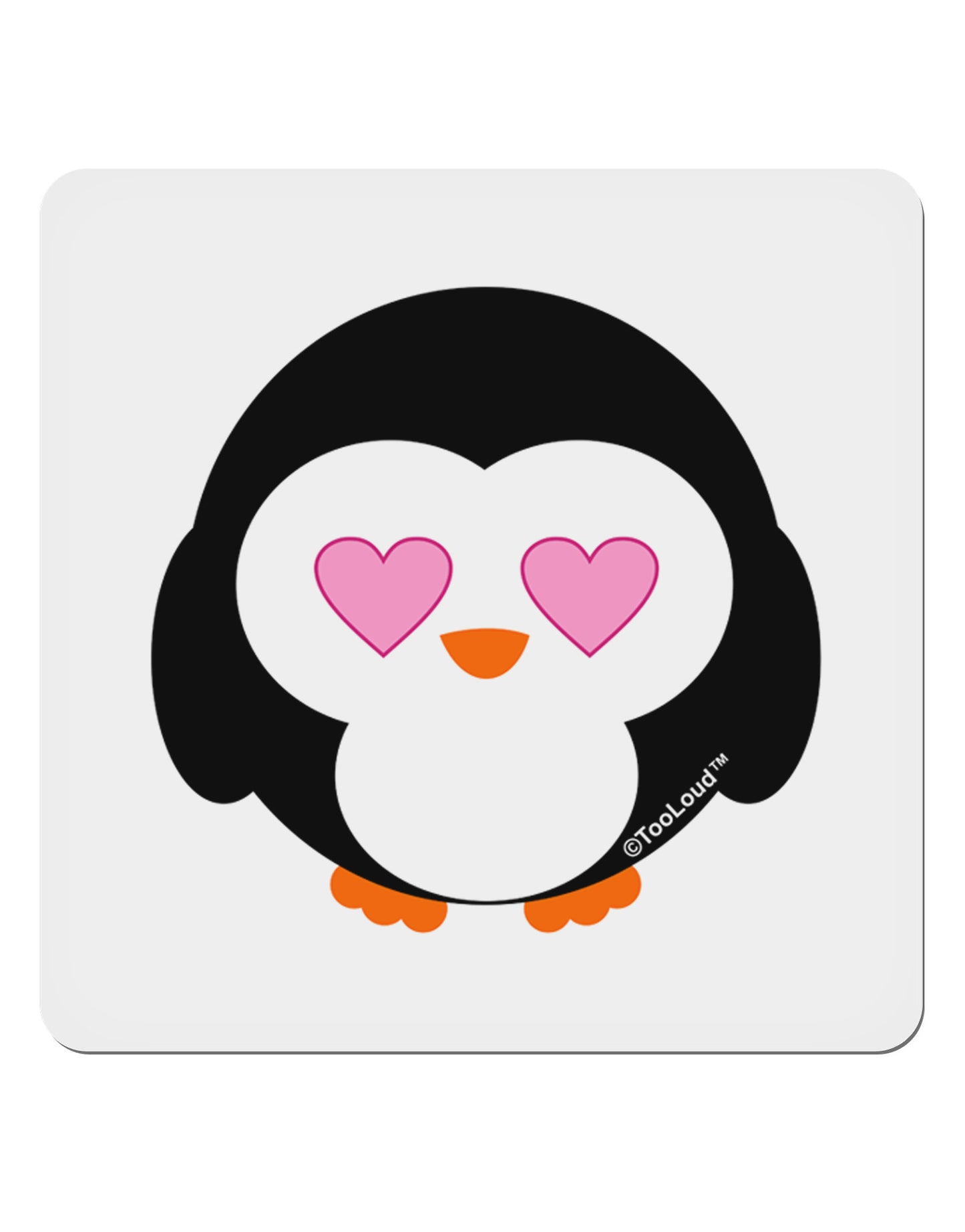Cute Penguin - Heart Eyes 4x4" Square Sticker 4 Pieces-Stickers-TooLoud-White-Davson Sales