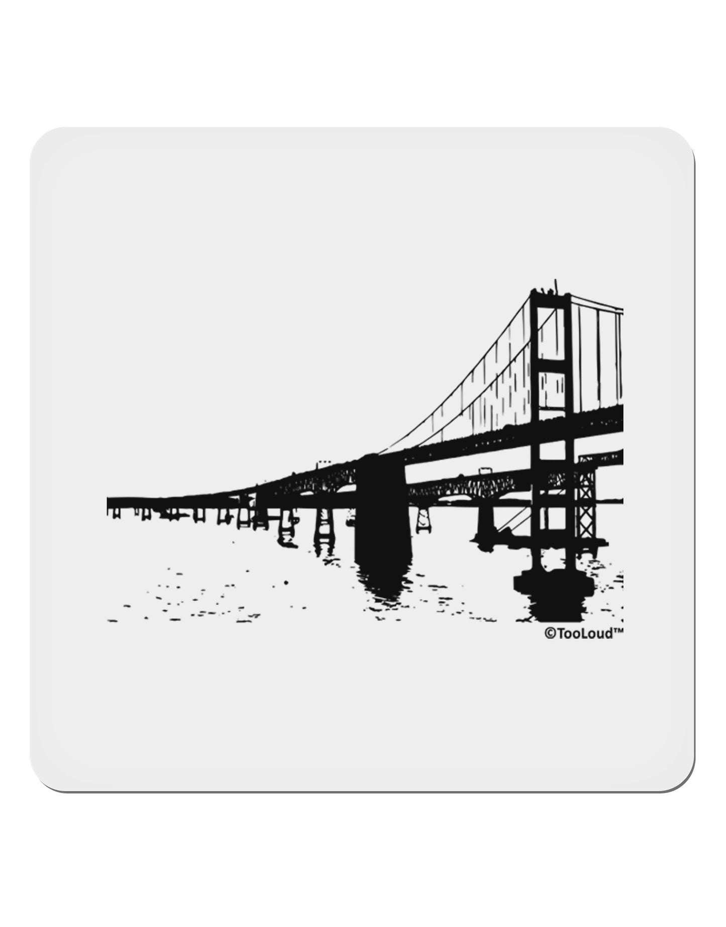 Bay Bridge Cutout Design 4x4" Square Sticker 4 Pieces-Stickers-TooLoud-White-Davson Sales