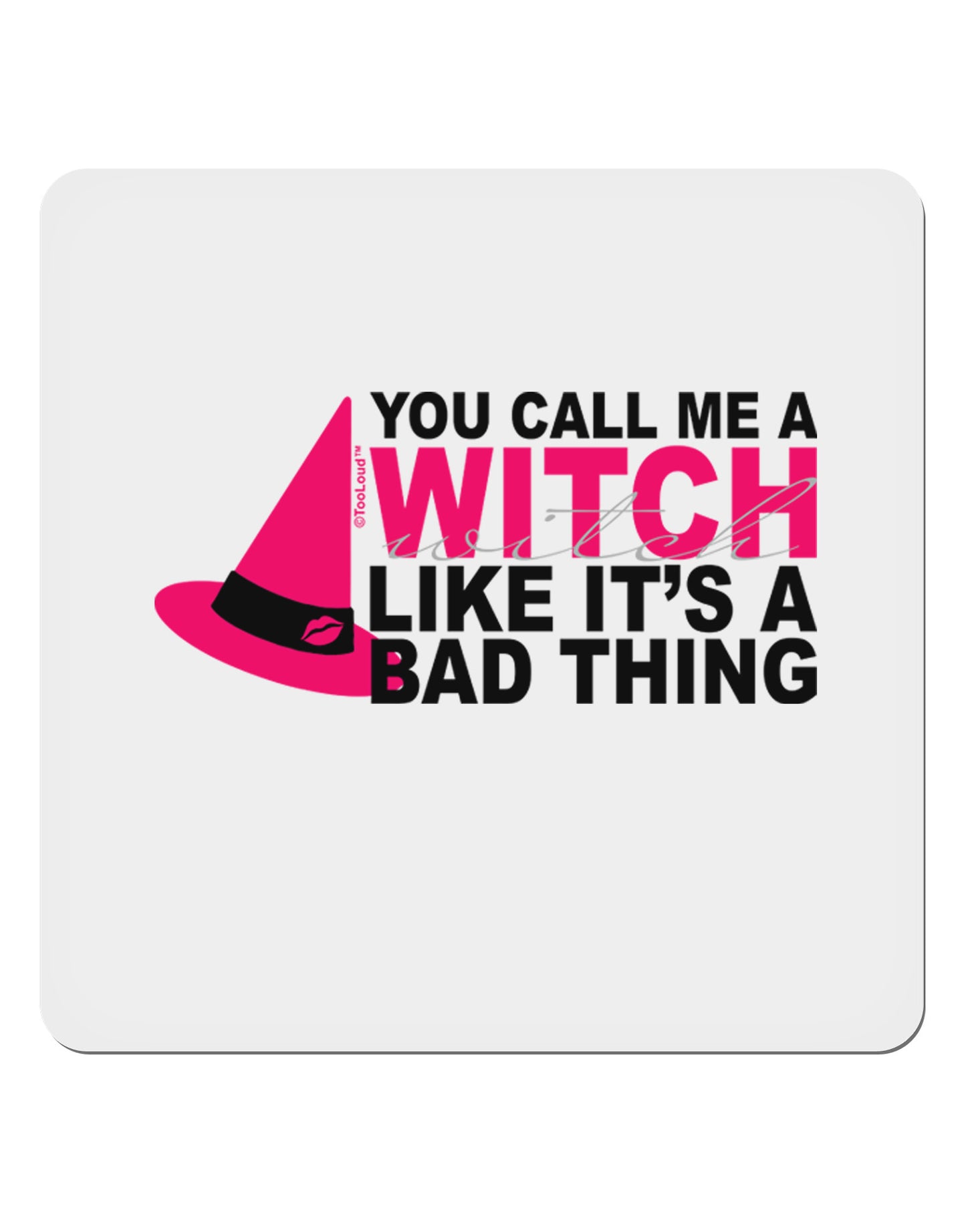 Witch - Bad Thing Hat 4x4" Square Sticker 4 Pieces-Stickers-TooLoud-White-Davson Sales