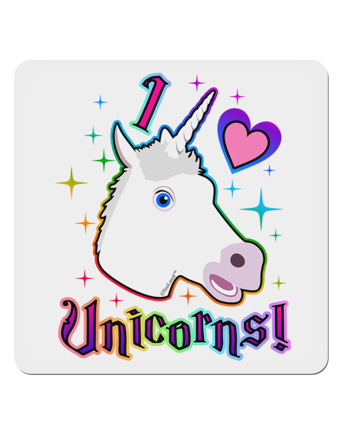 I love Unicorns 4x4" Square Sticker 4 Pieces-Stickers-TooLoud-White-Davson Sales