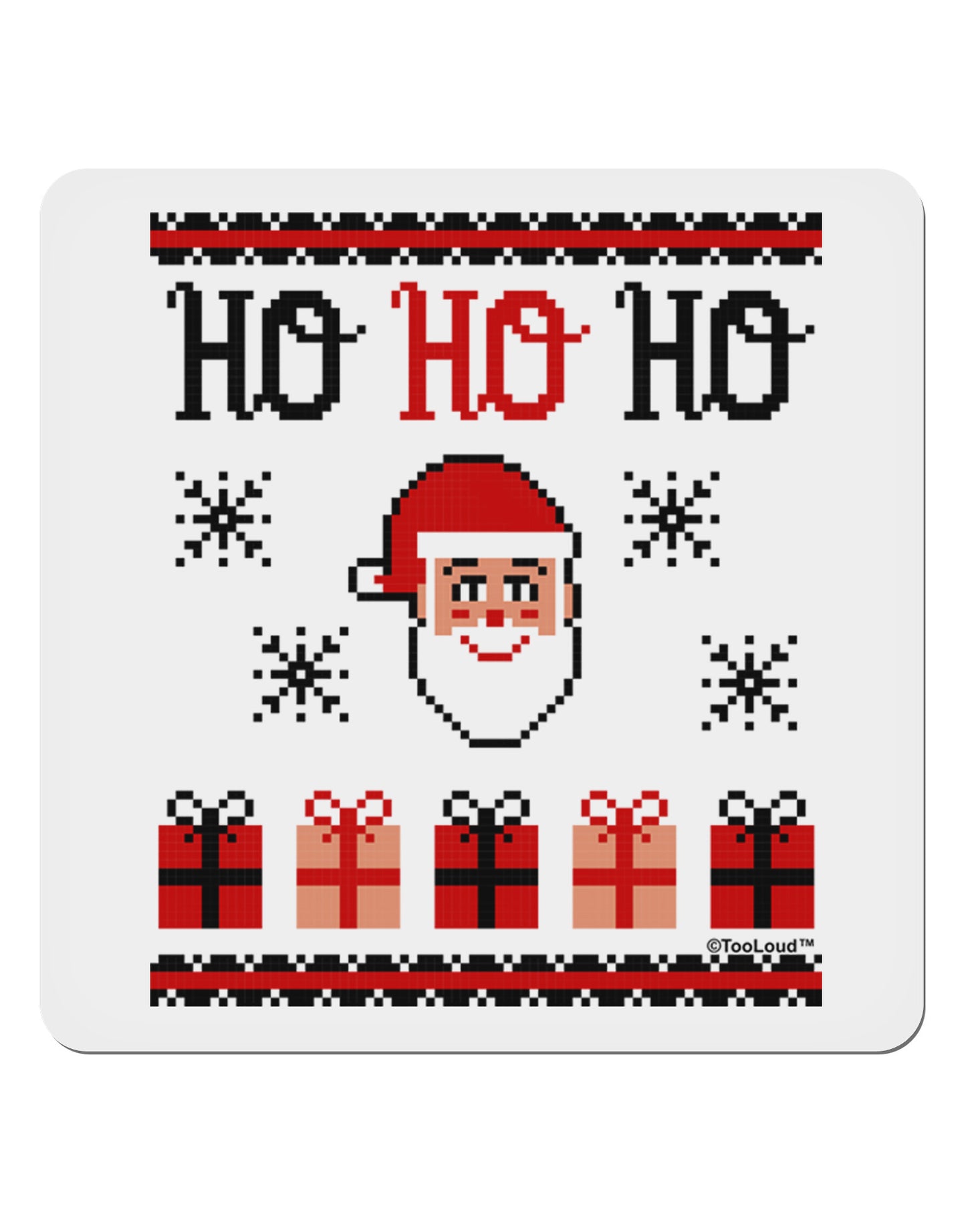 Ho Ho Ho Ugly Christmas Sweater 4x4" Square Sticker-Stickers-TooLoud-1-Davson Sales