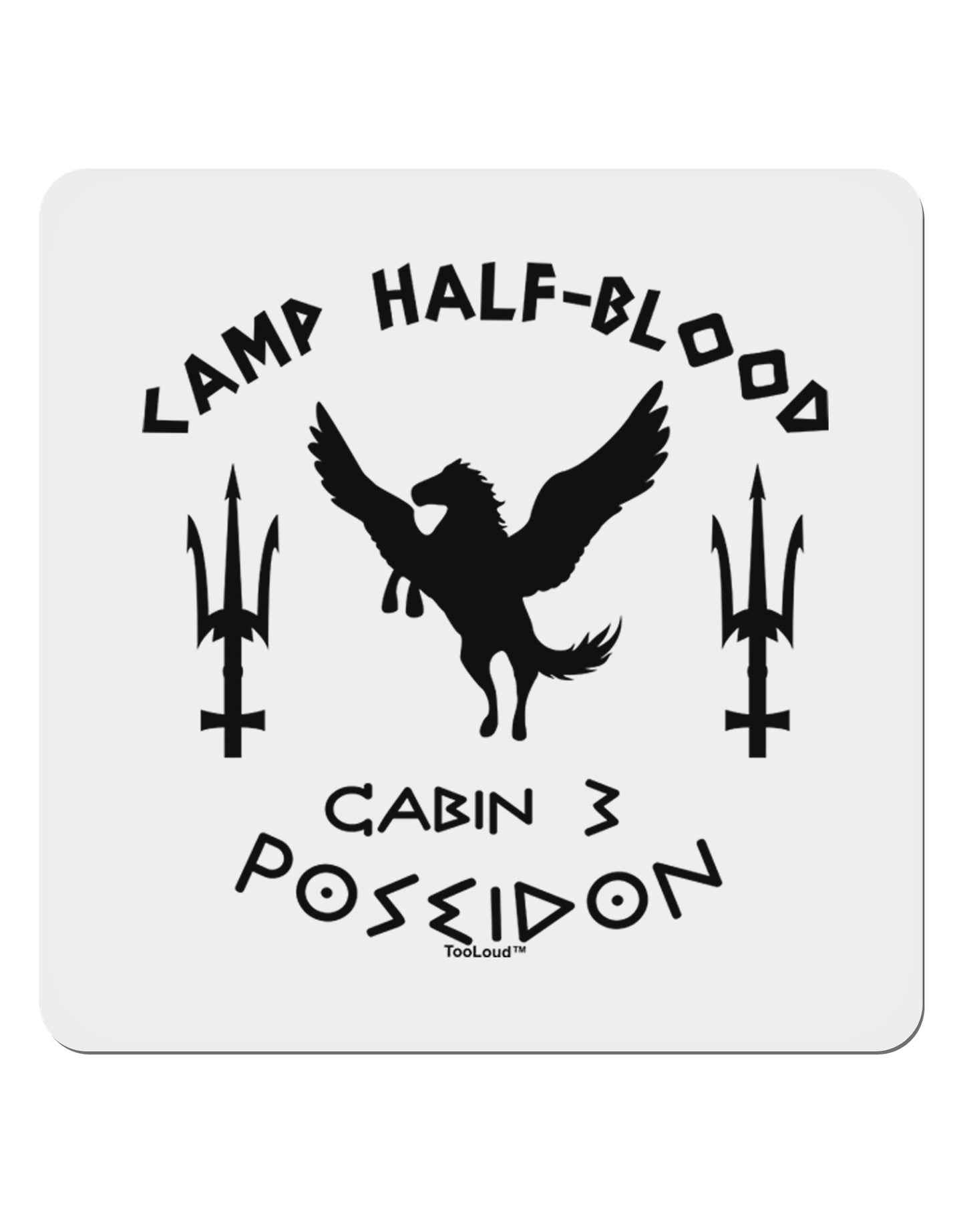 Cabin 3 Poseidon Camp Half Blood 4x4" Square Sticker 4 Pieces-Stickers-TooLoud-White-Davson Sales