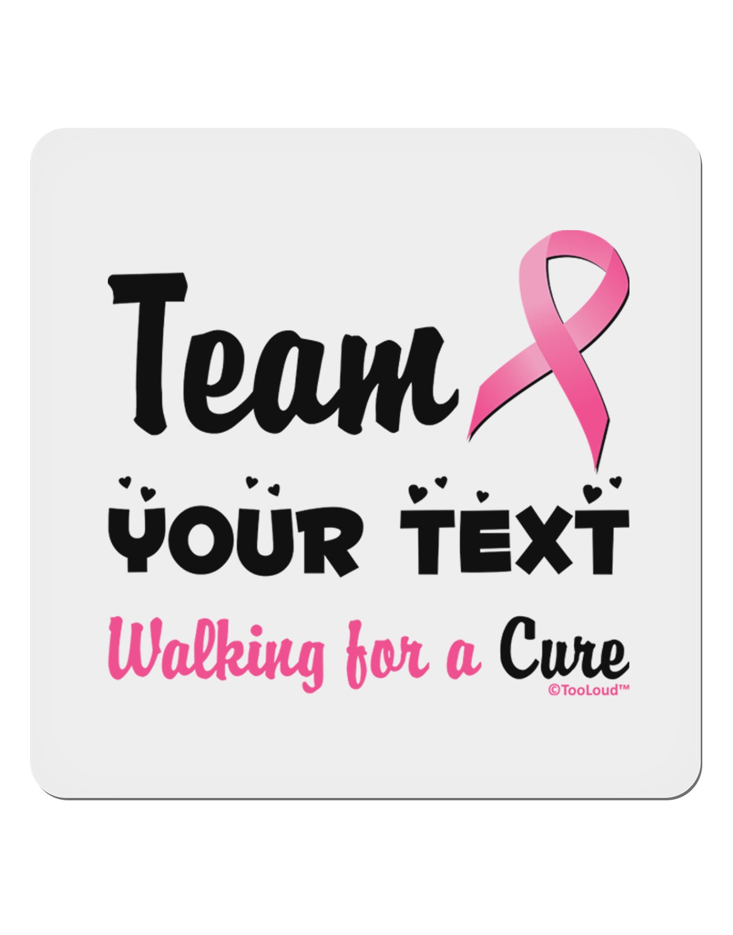 Personalized Team -Name- Breast Cancer Walk - Walking for a Cure 4x4" Square Sticker 4 Pieces-Stickers-TooLoud-White-Davson Sales