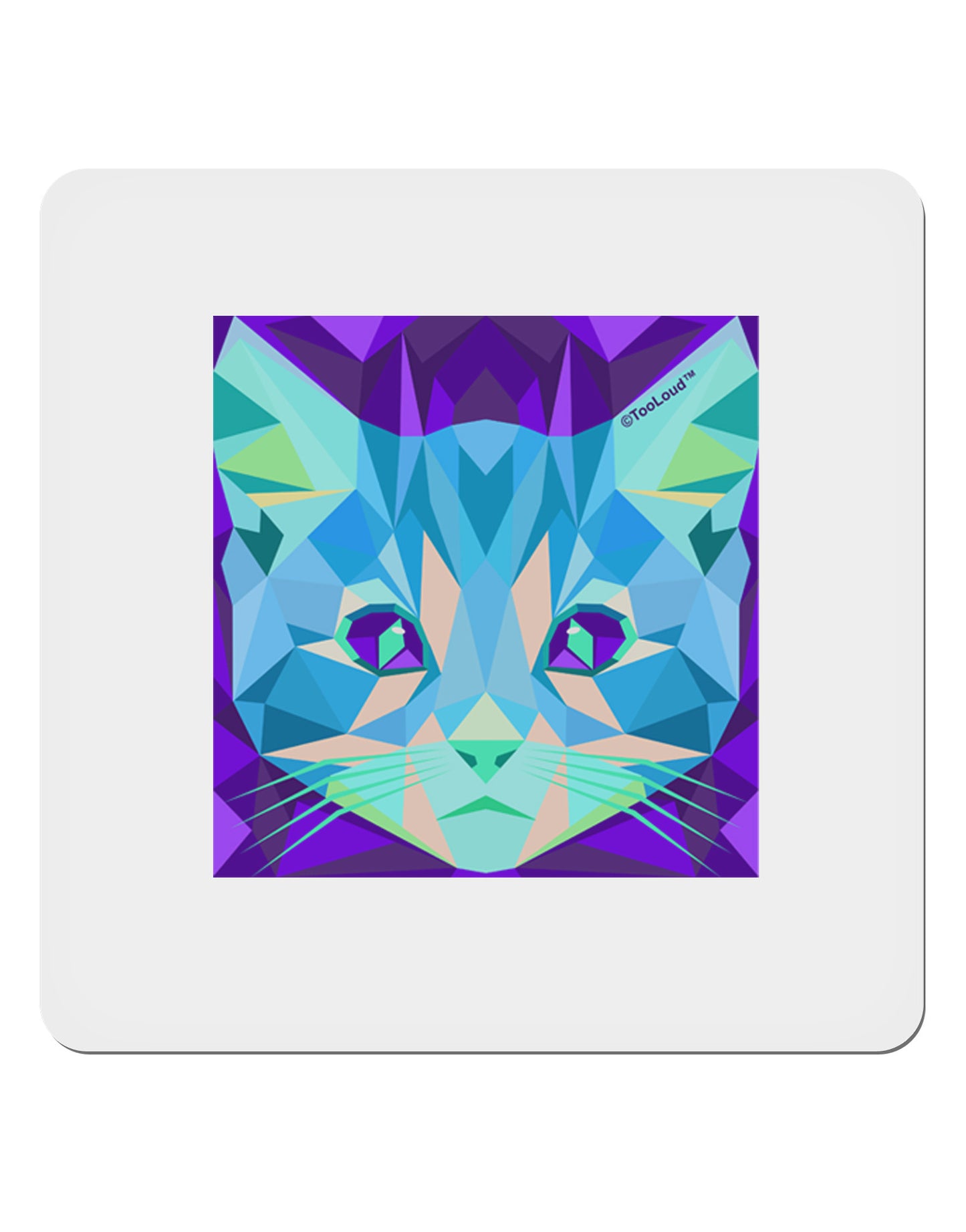 Geometric Kitty Inverted 4x4" Square Sticker-Stickers-TooLoud-1-Davson Sales