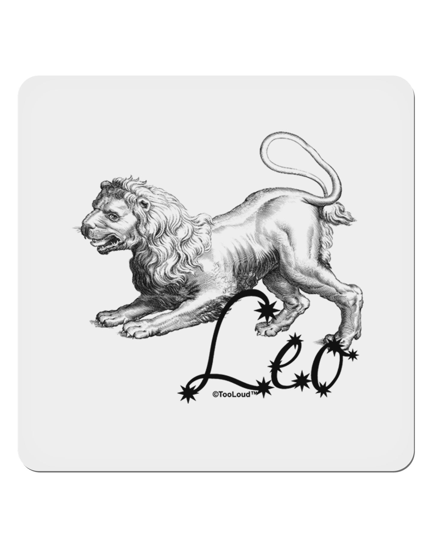 Leo Illustration 4x4" Square Sticker 4 Pieces-Stickers-TooLoud-White-Davson Sales