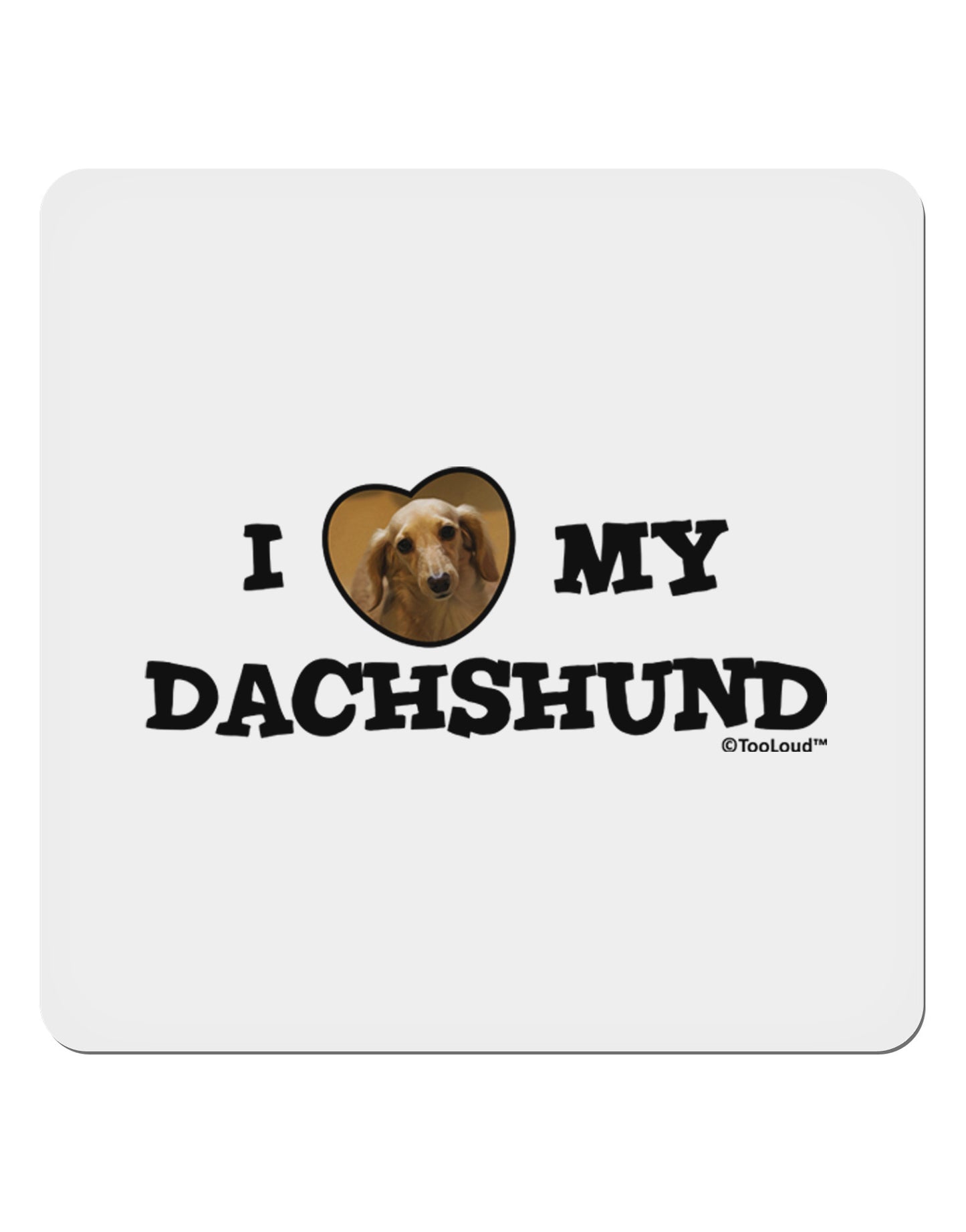 I Heart My Dachshund 4x4" Square Sticker 4 Pieces-Stickers-TooLoud-White-Davson Sales