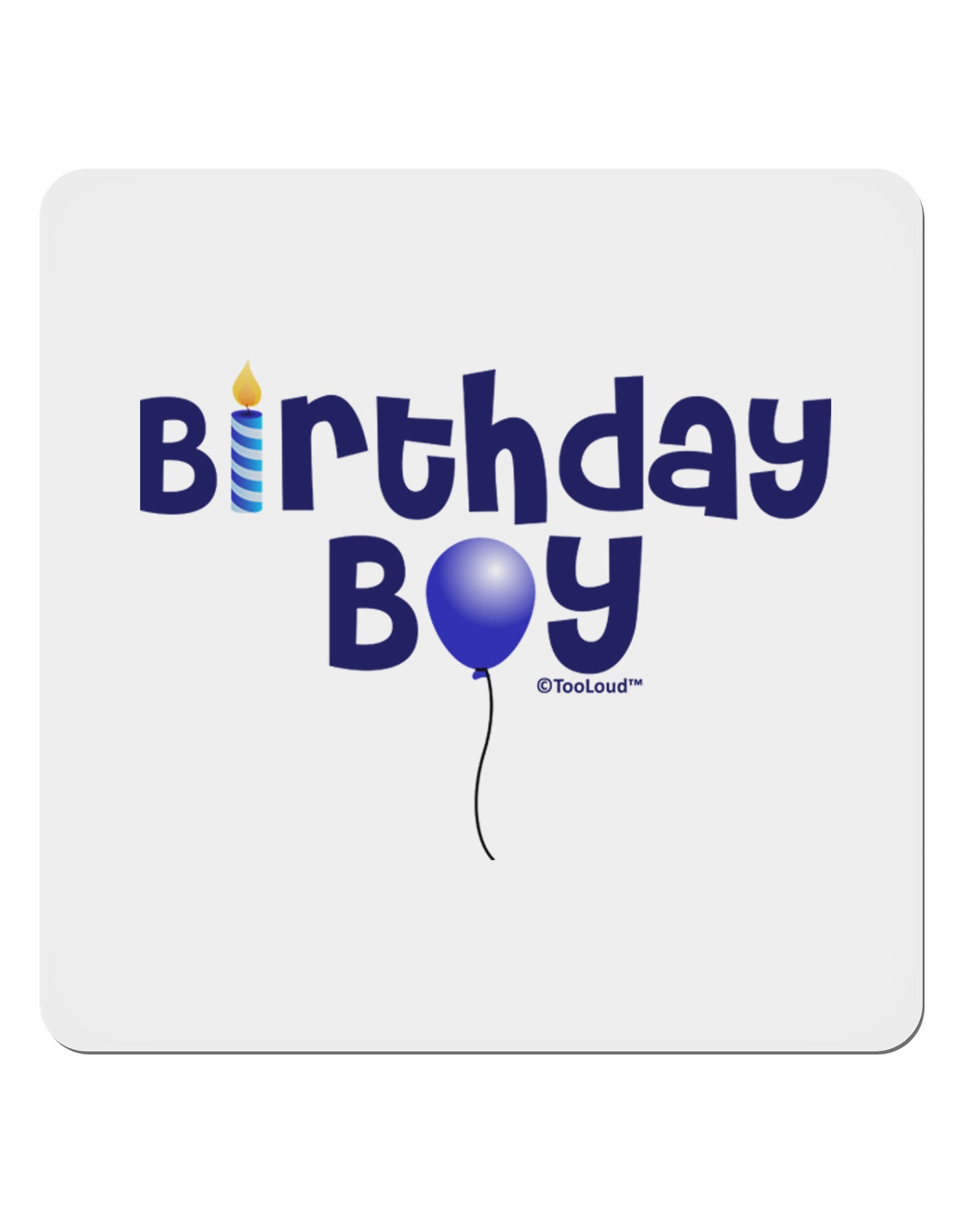 Birthday Boy - Candle and Balloon 4x4" Square Sticker 4 Pieces-Stickers-TooLoud-White-Davson Sales