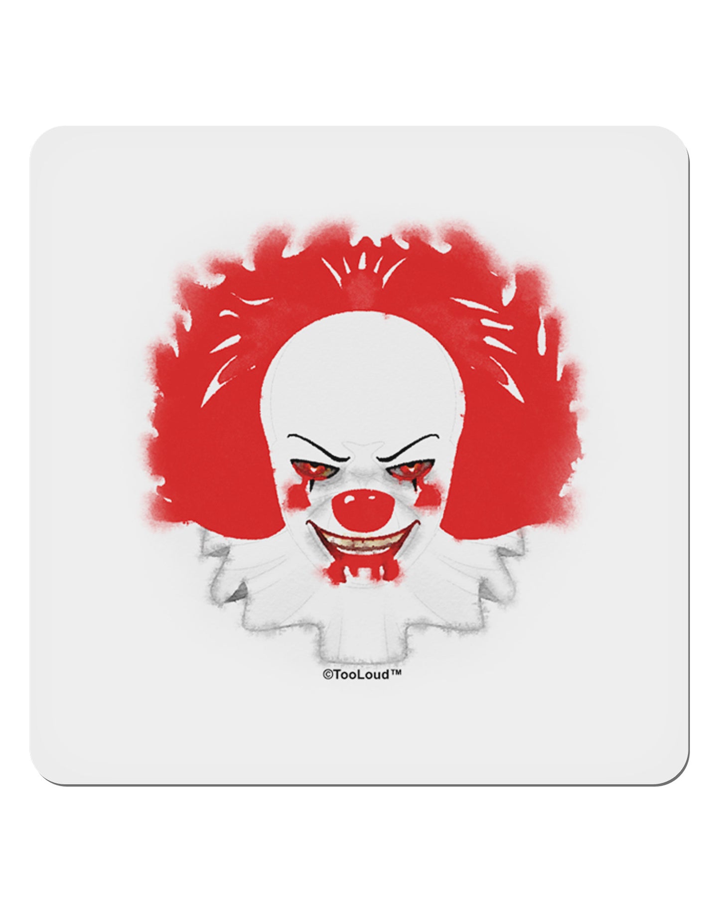 Extra Scary Clown Watercolor 4x4" Square Sticker 4 Pieces-Stickers-TooLoud-White-Davson Sales